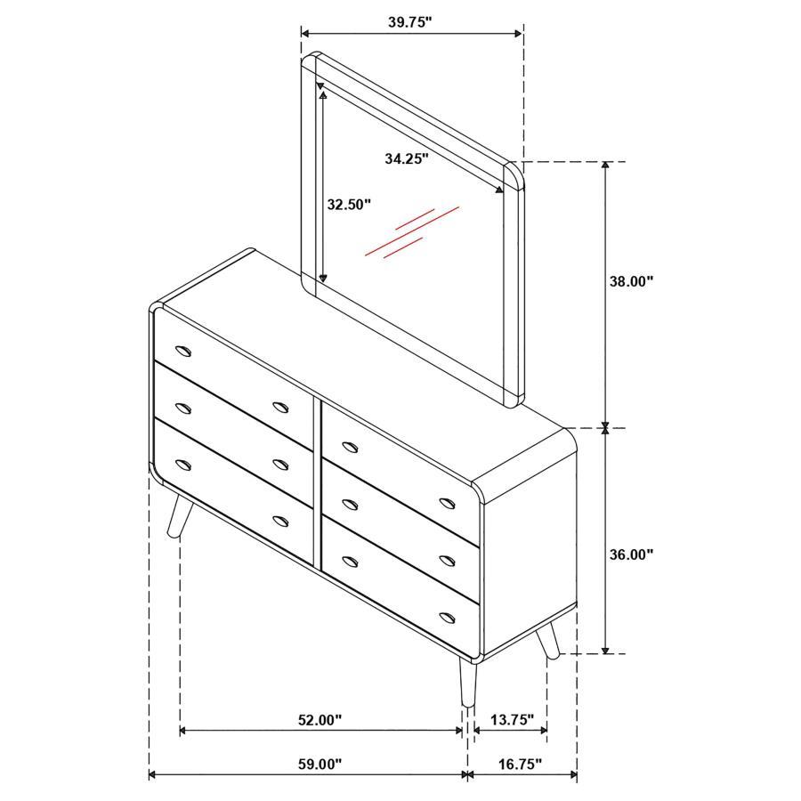 Robyn - 6-Drawer Bedroom Dresser And Mirror