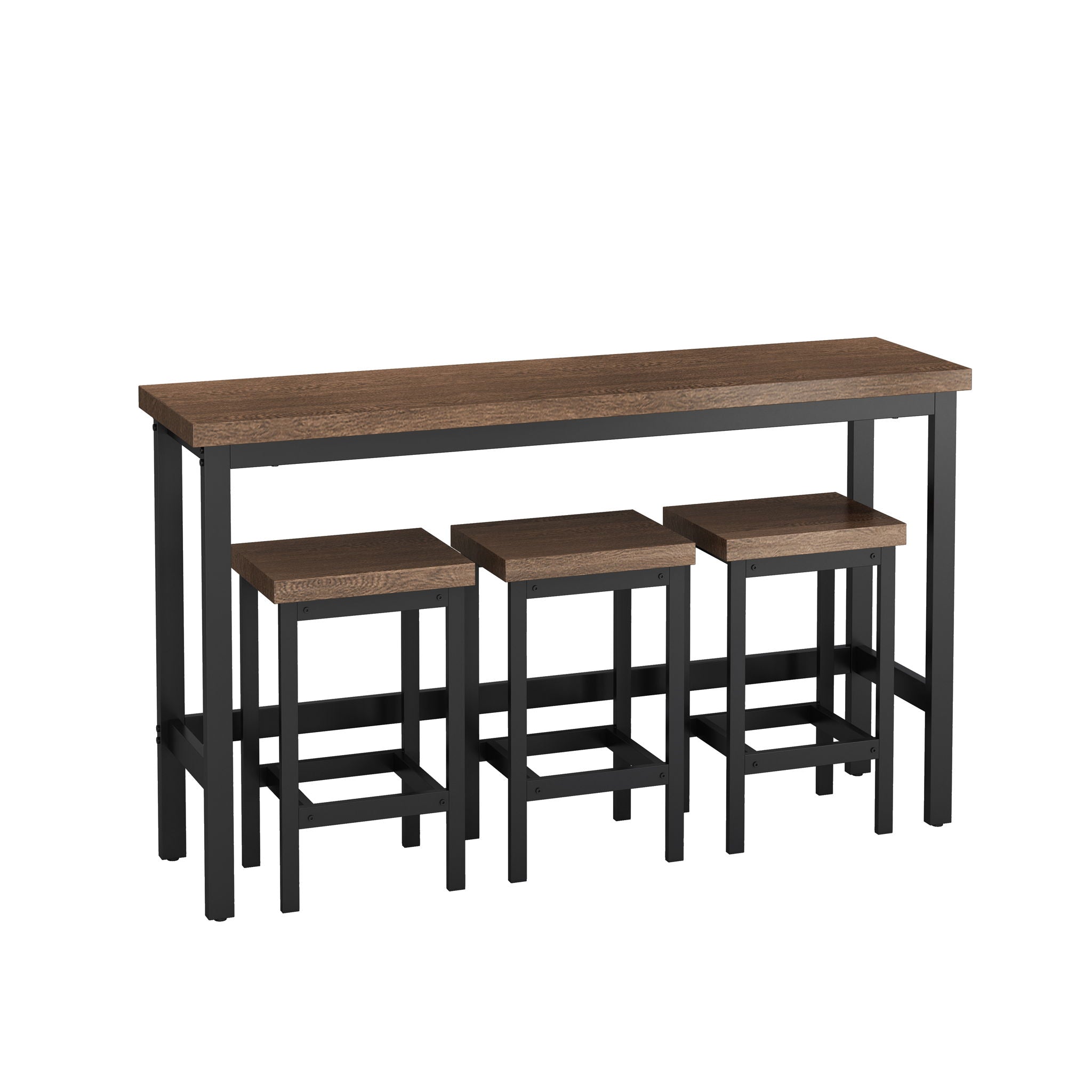 Modern Design Long Dining Table Set With 3 Stools