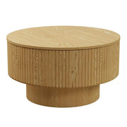 Modern Circular Coffee Table With Stripe Design And Storage Space