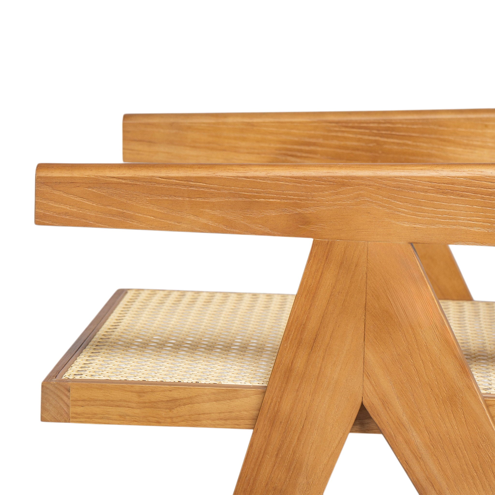 Chandigarh Arm Dining Chair With Natural Cane Design (Set of 2)