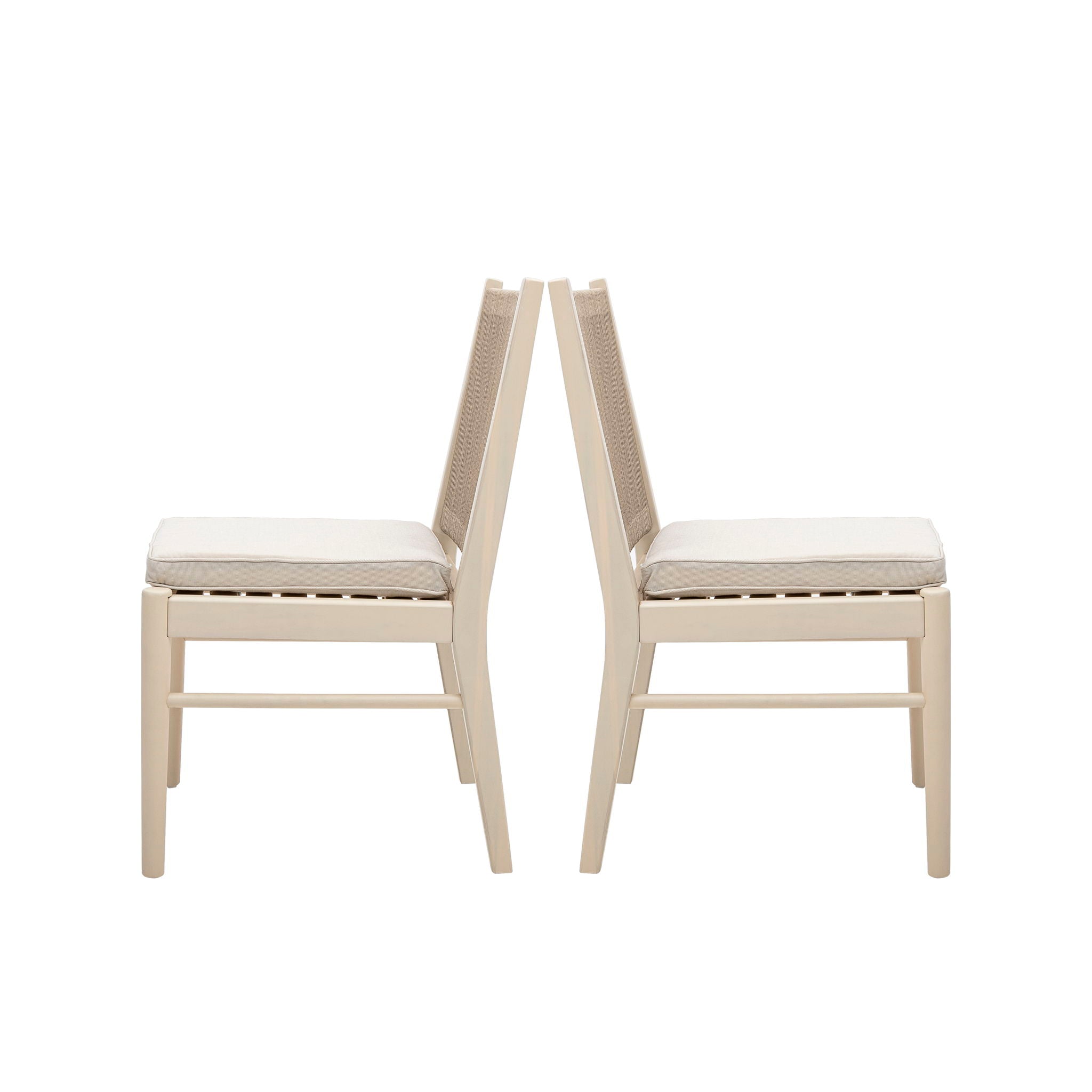 Cordoba - Dining Chair (Set of 2) With Acacia Wood Frame And Water Repellent Fabric - Beige / Yellow