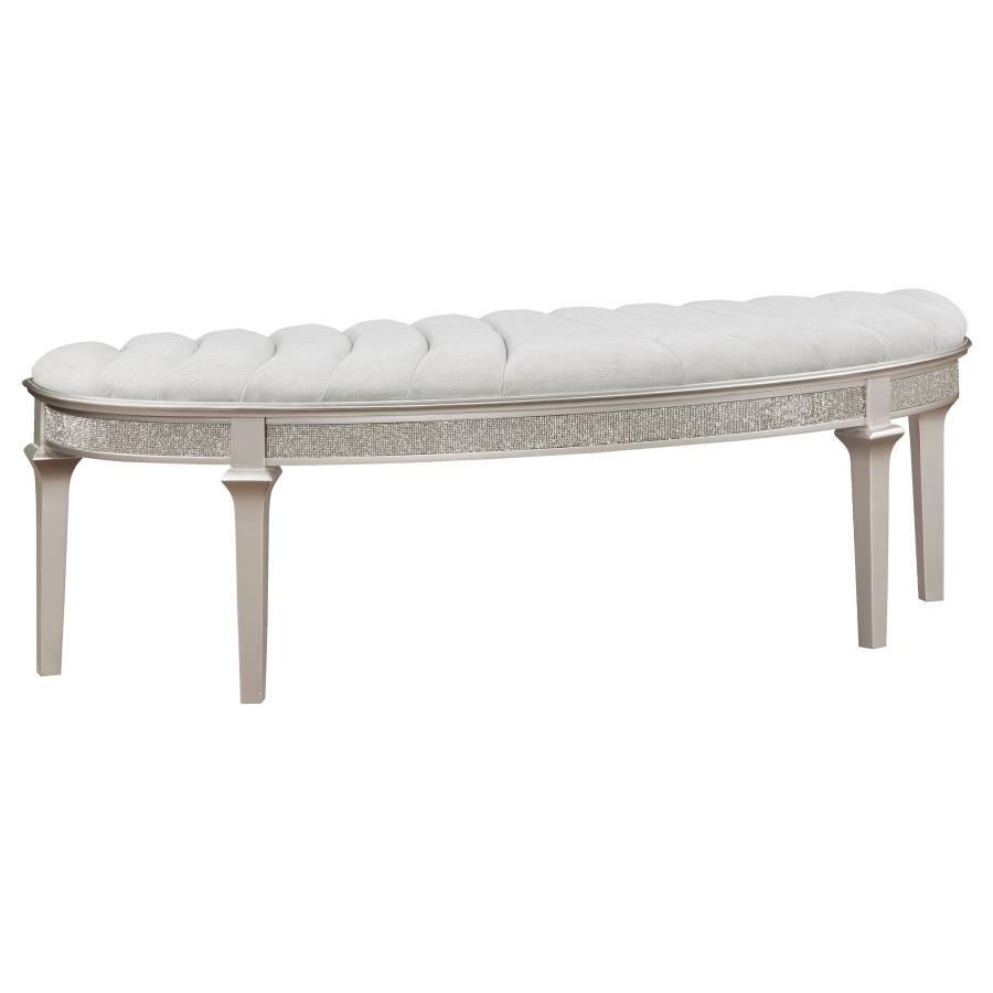 Coaster Fine Furniture Evangeline - Curved Fabric Upholstered Bench - Silver Oak | Meri Furniture