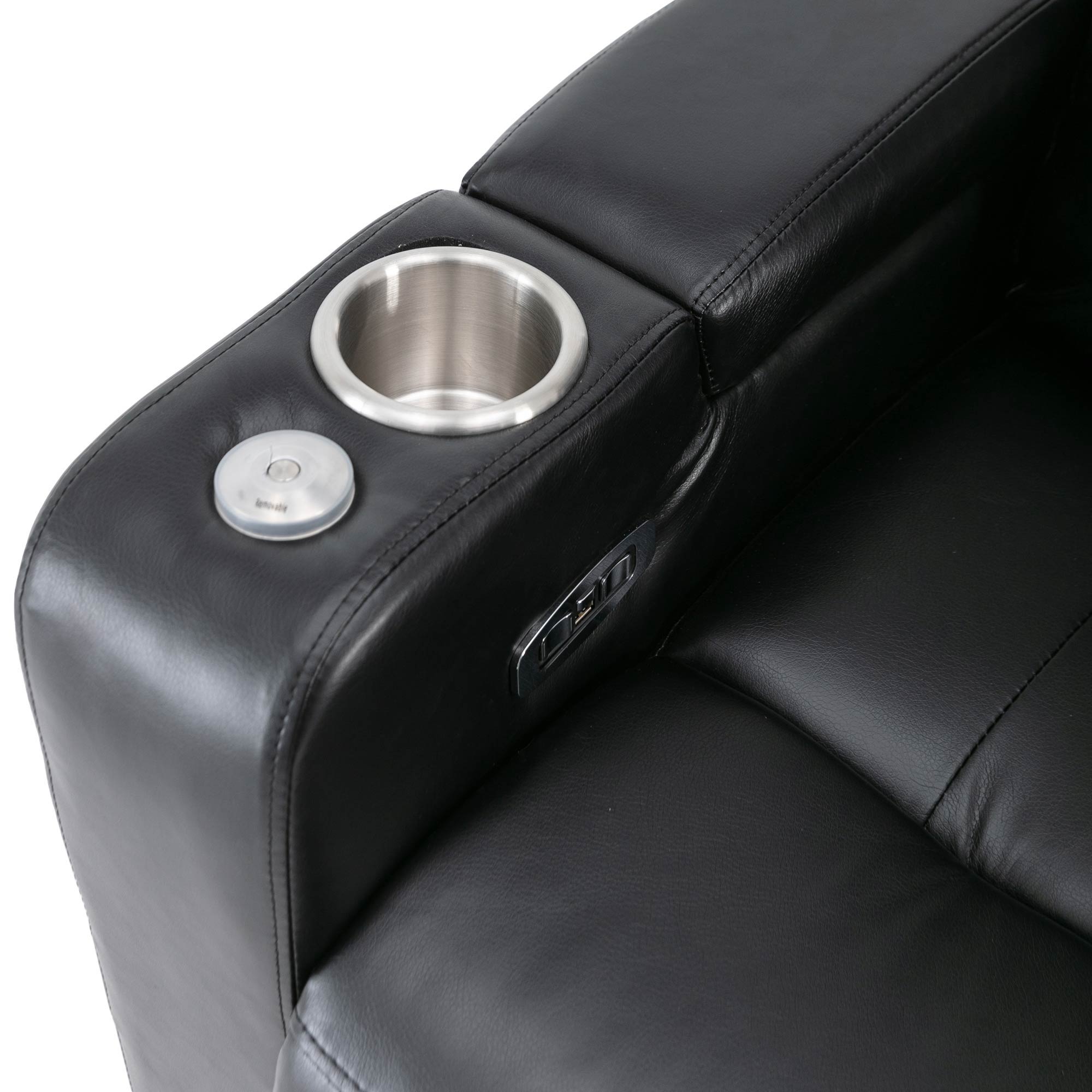 Premium Power Recliner & Storage Arms, Cupholders, Swivel Tray Table And Cell Phone Stand - Black