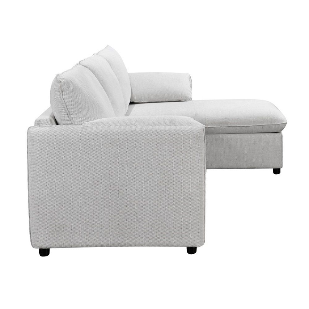 ACME Yaroslav - Sectional Sofa With Sleeper & Storage - Cream Velvet | Meri Furniture