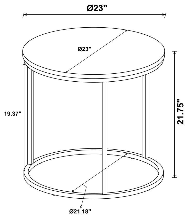 Coaster Fine Furniture Lainey - Round Faux Marble Side End Table - Gray | Meri Furniture