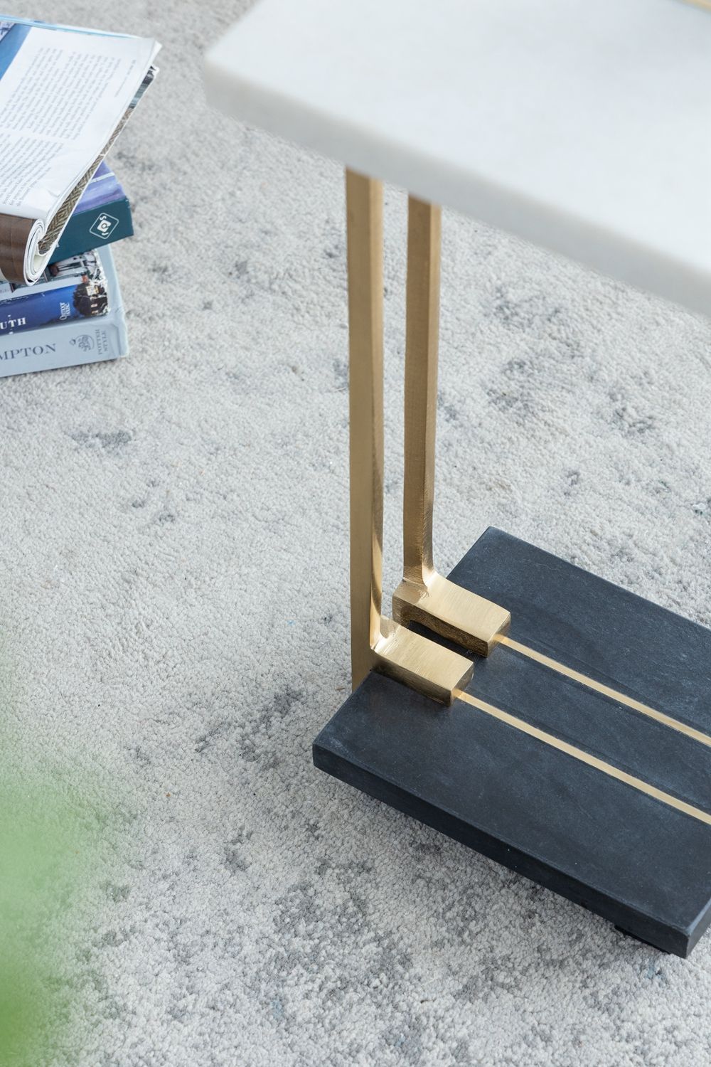 Crystal Side Table With Metal Frame, Artistic Accent Table For Living Room