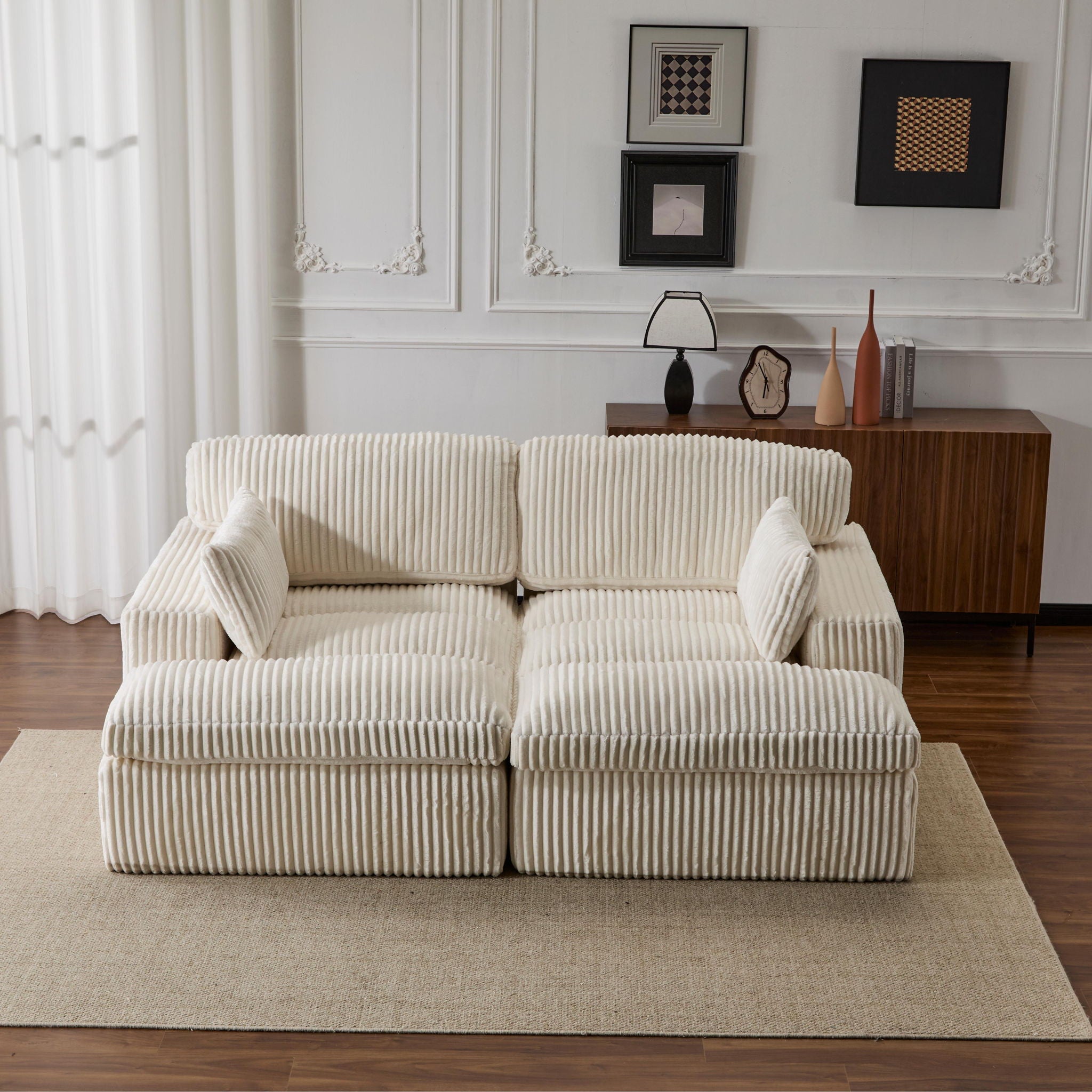 Double Chaise Lounge Chair, Oversized Upholstered Sleeper Cloud Couch
