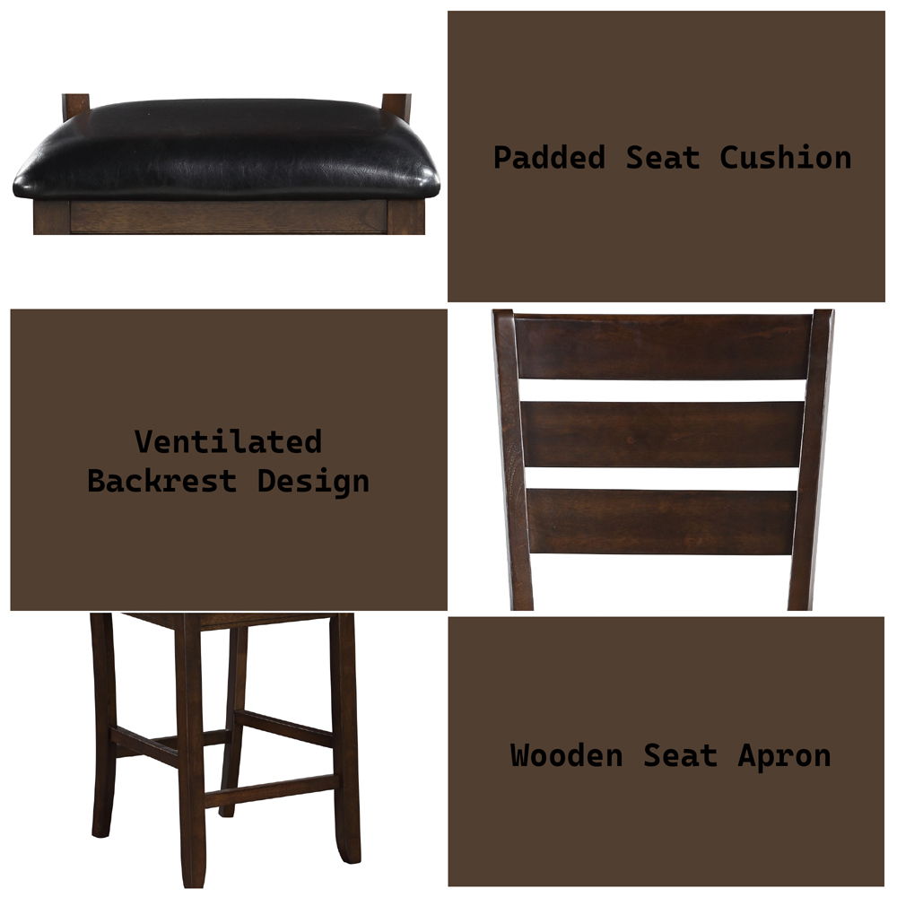 Urbana - Counter Height Chair Set of 2) - Black Synthetic Leather & Espresso