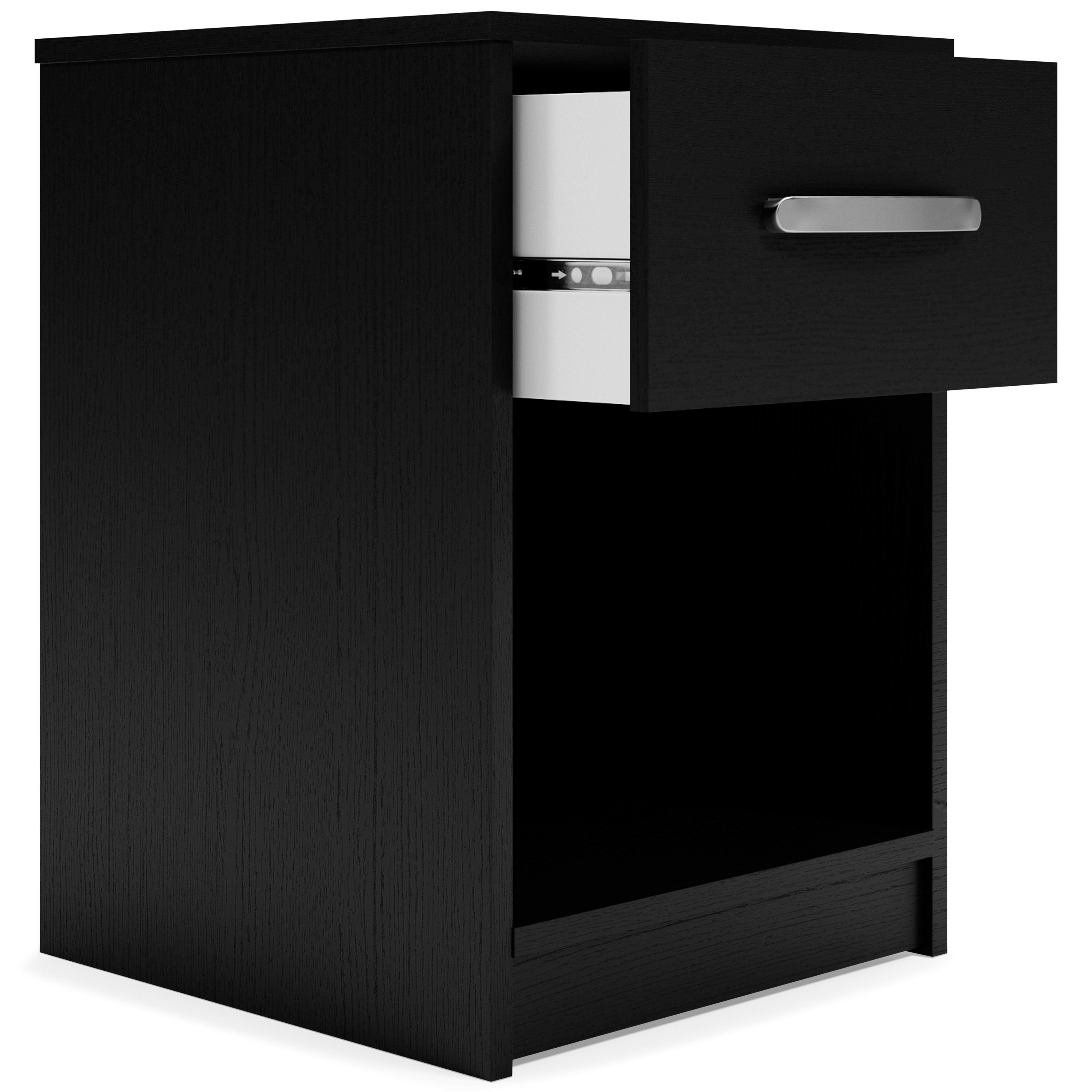 Signature Design by Ashley® Finch - Black - One Drawer Night Stand - 23" Height | Meri Furniture