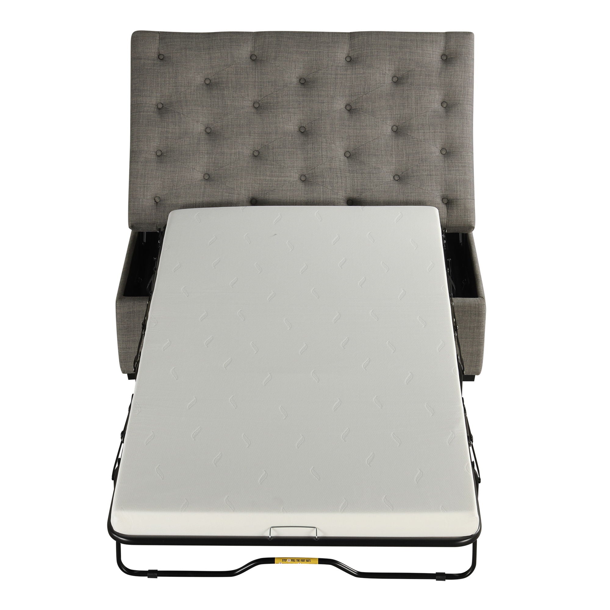 Convertible Folding Sofa Bed Ottoman With Memory Mattress And Tufted Design