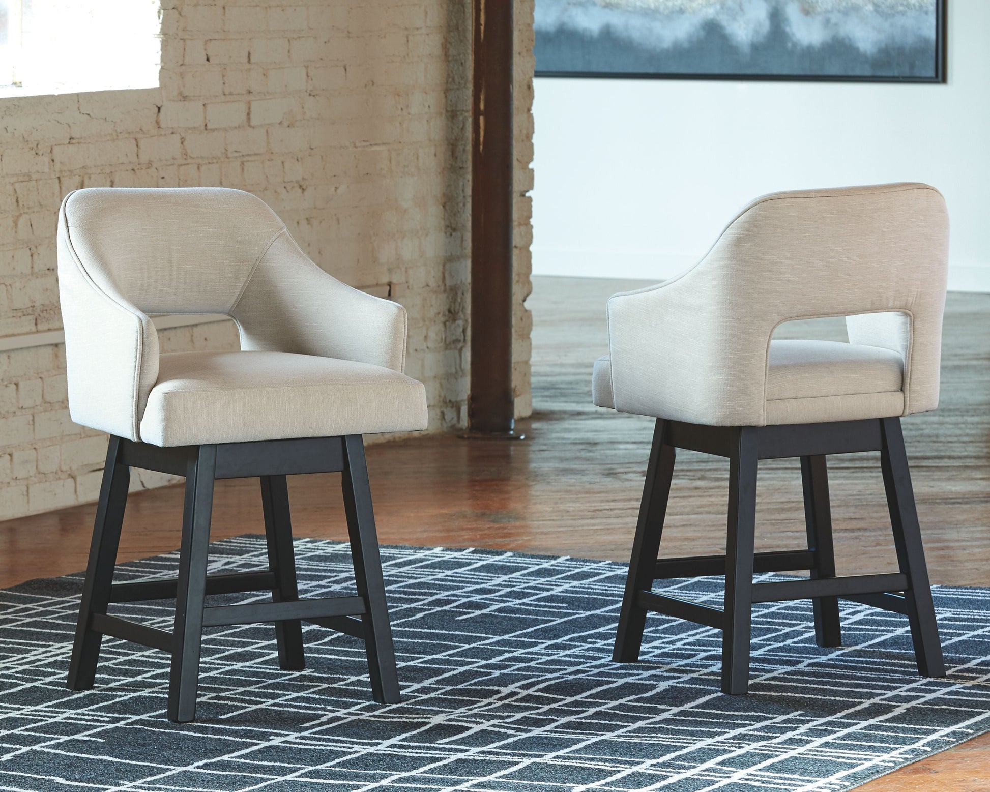 Signature Design by Ashley® Tallenger - Upholstered Swivel Barstool (Set of 2) | Meri Furniture
