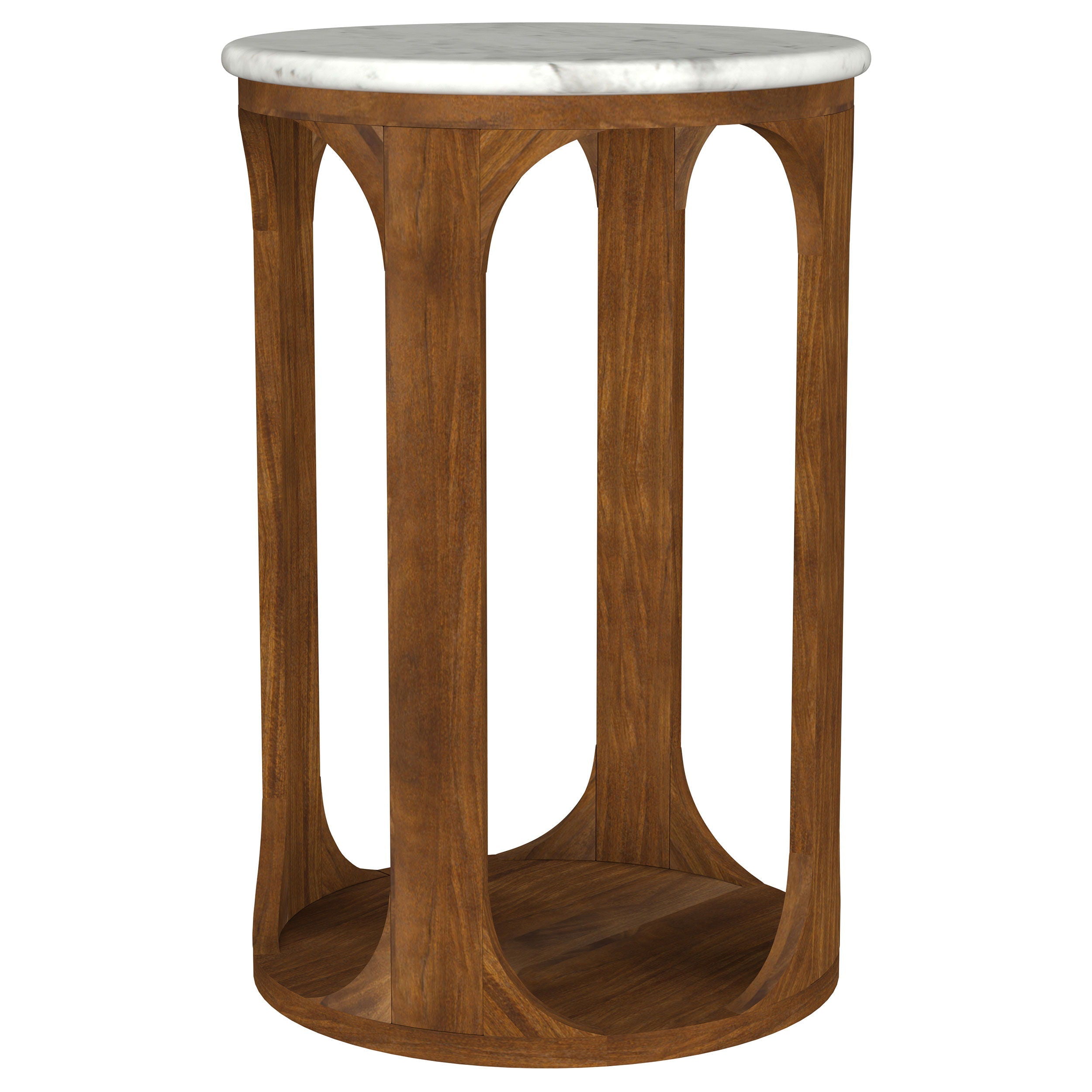 Coaster Fine Furniture Berkeley - Round Marble Top Side Table - White And Brown | Meri Furniture