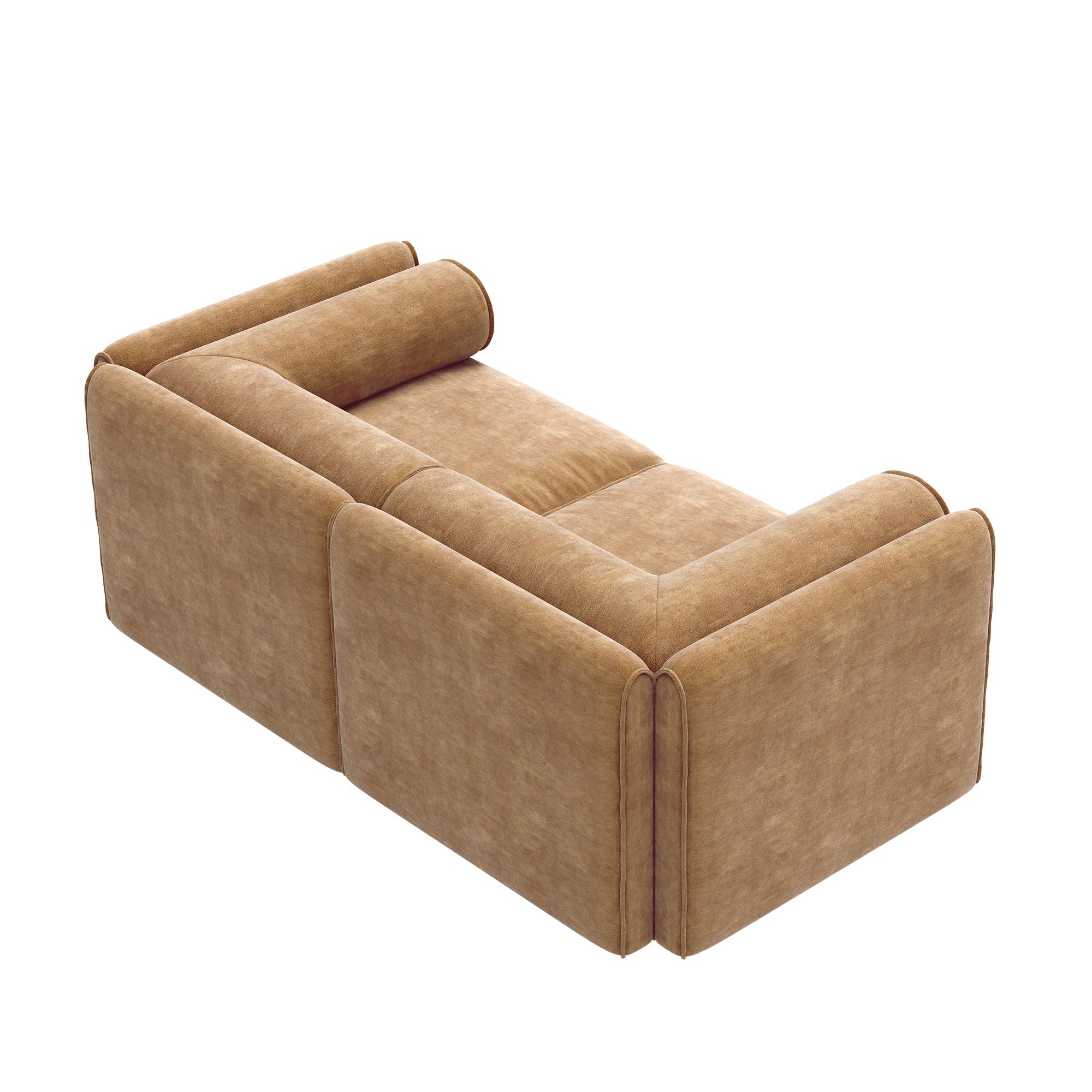 Stylish Chenille Sofa With Storage Seat And Cylindrical Backrest