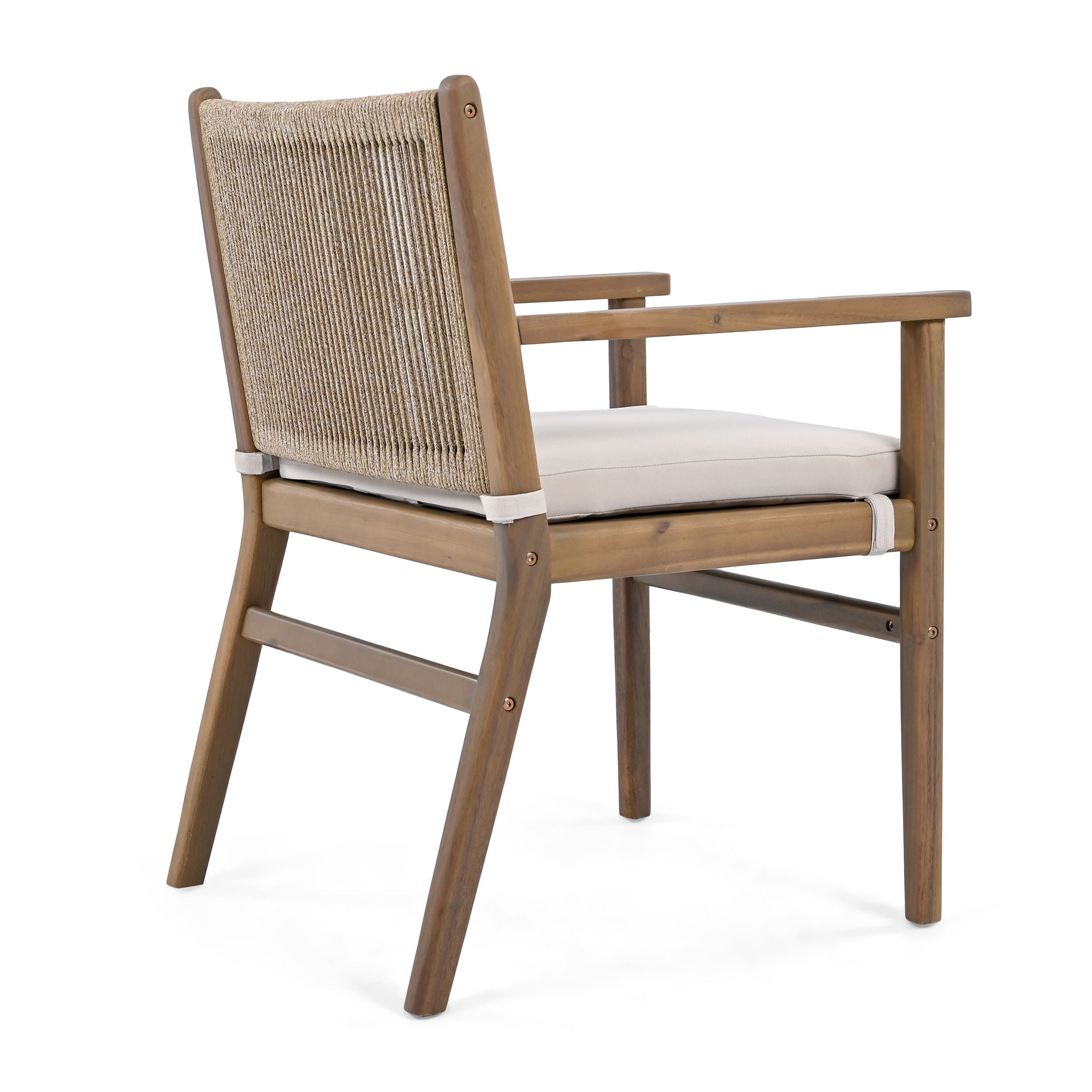Outdoor Acacia Wood Patio Dining Armchair (Set of 2)