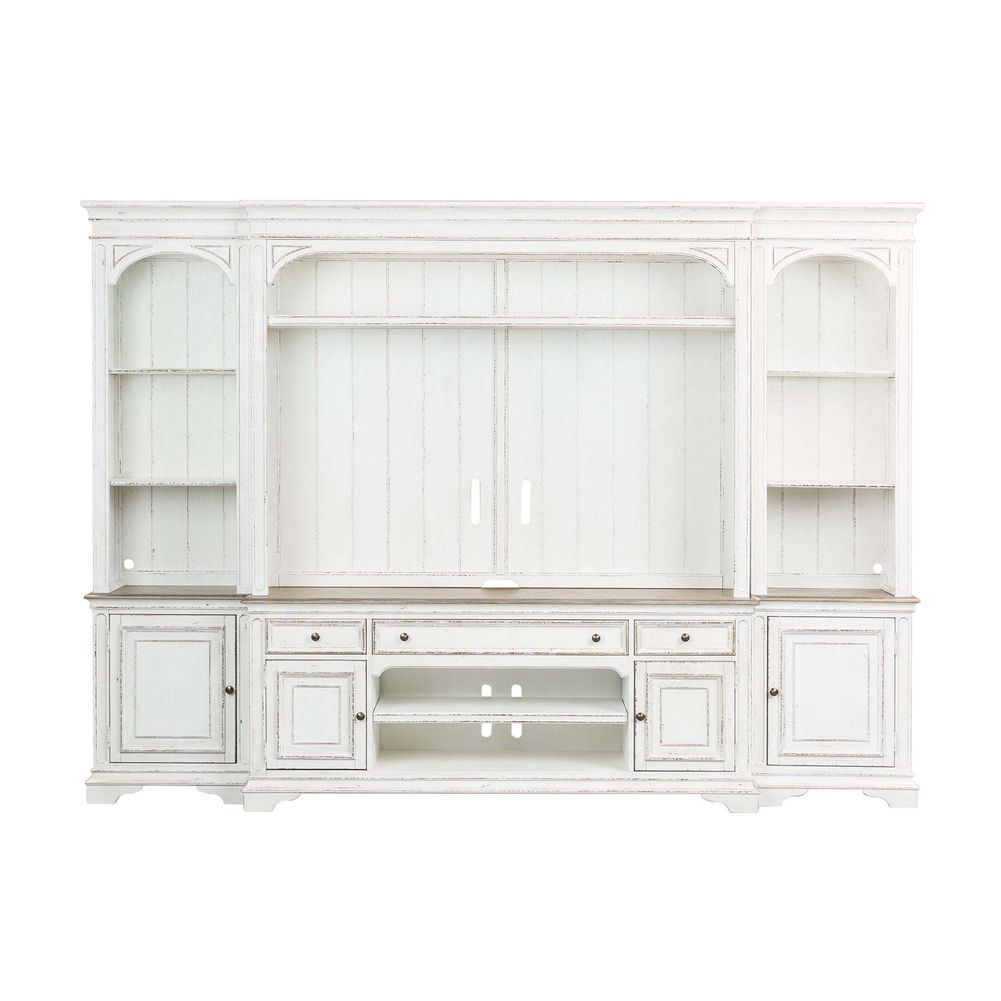 Liberty Furniture Magnolia Manor - Entertainment Center With Piers - White | Meri Furniture