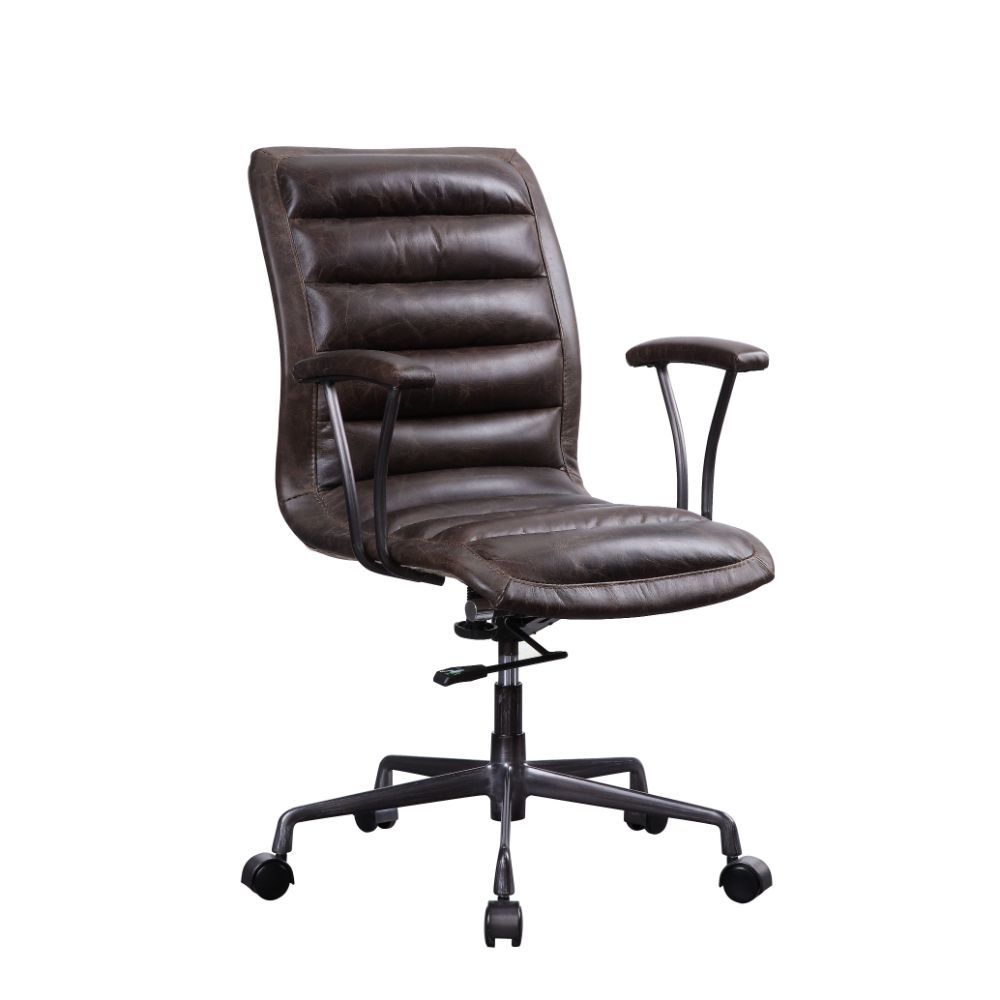 ACME Zooey - Executive Office Chair - Distress Chocolate Top Grain Leather | Meri Furniture