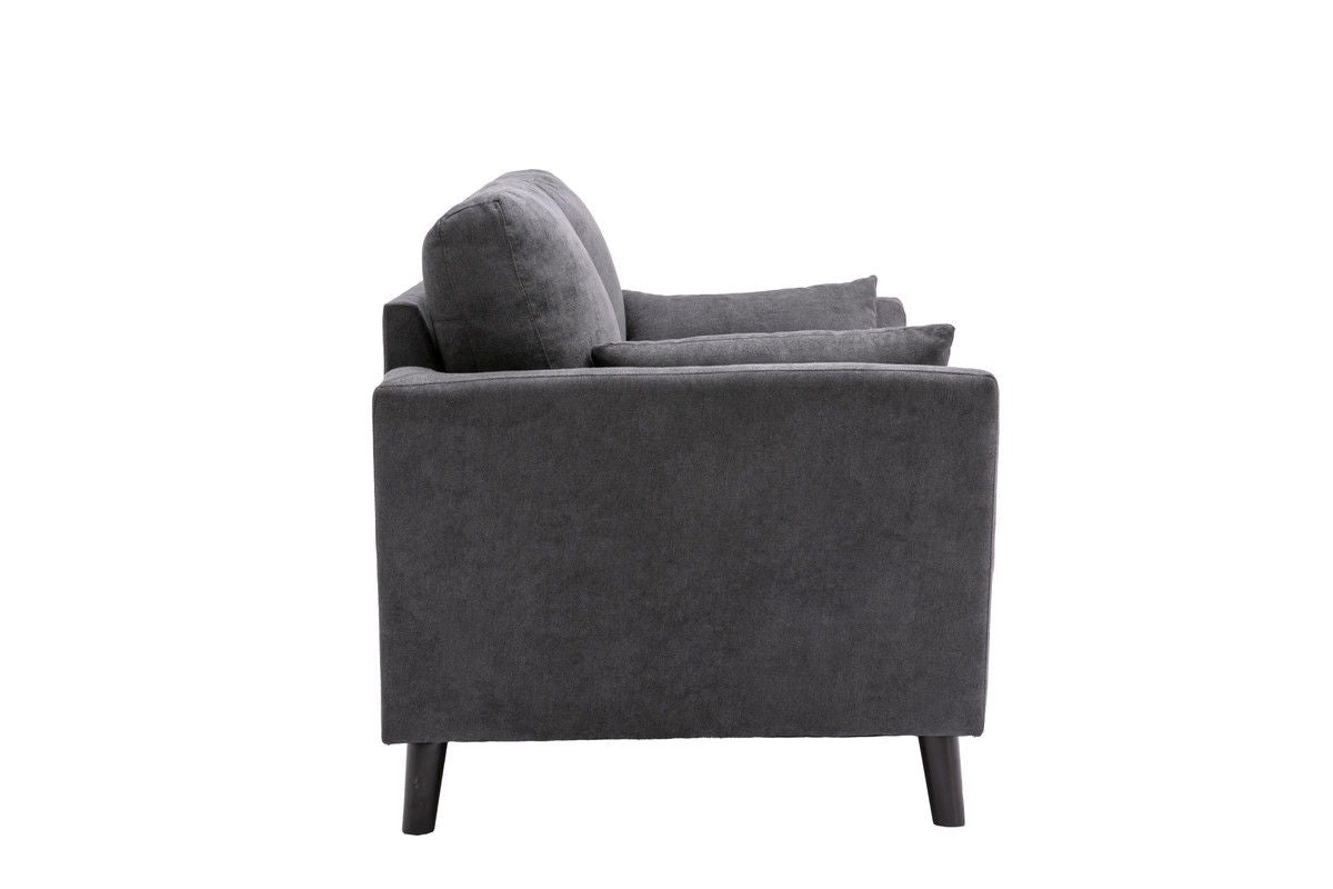 Damian Gray Woven Fabric Sofa Loveseat Chair Living Room Set