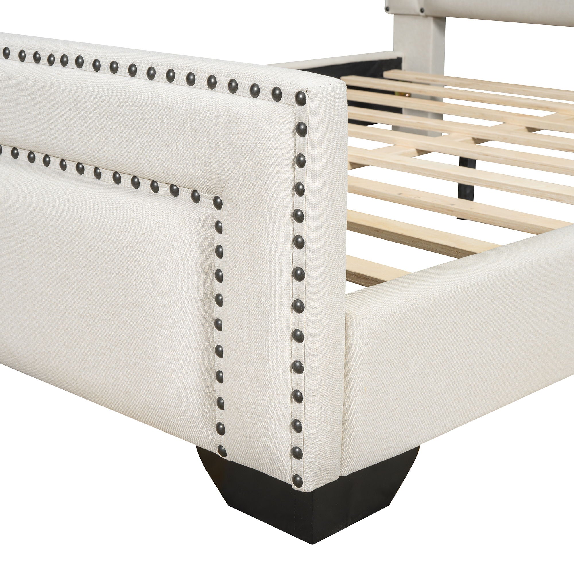 Upholstered Bed With Slats Support, No Box Spring Needed