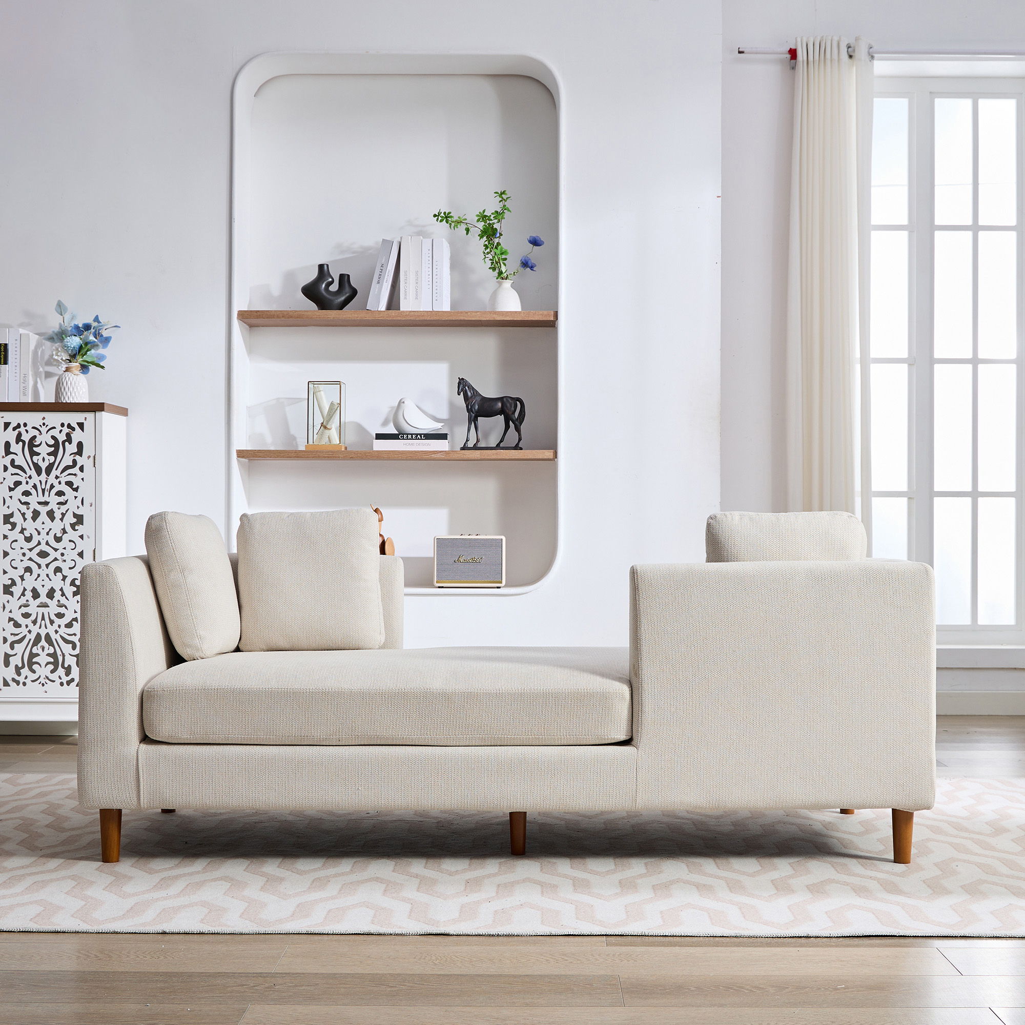 Wide Modern Double Sided Upholstered Chaise Lounge