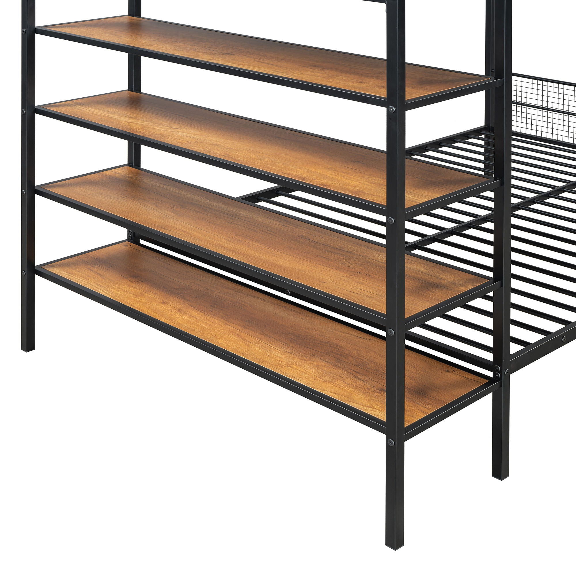 Bunk Bed With 5 Tier Shelves