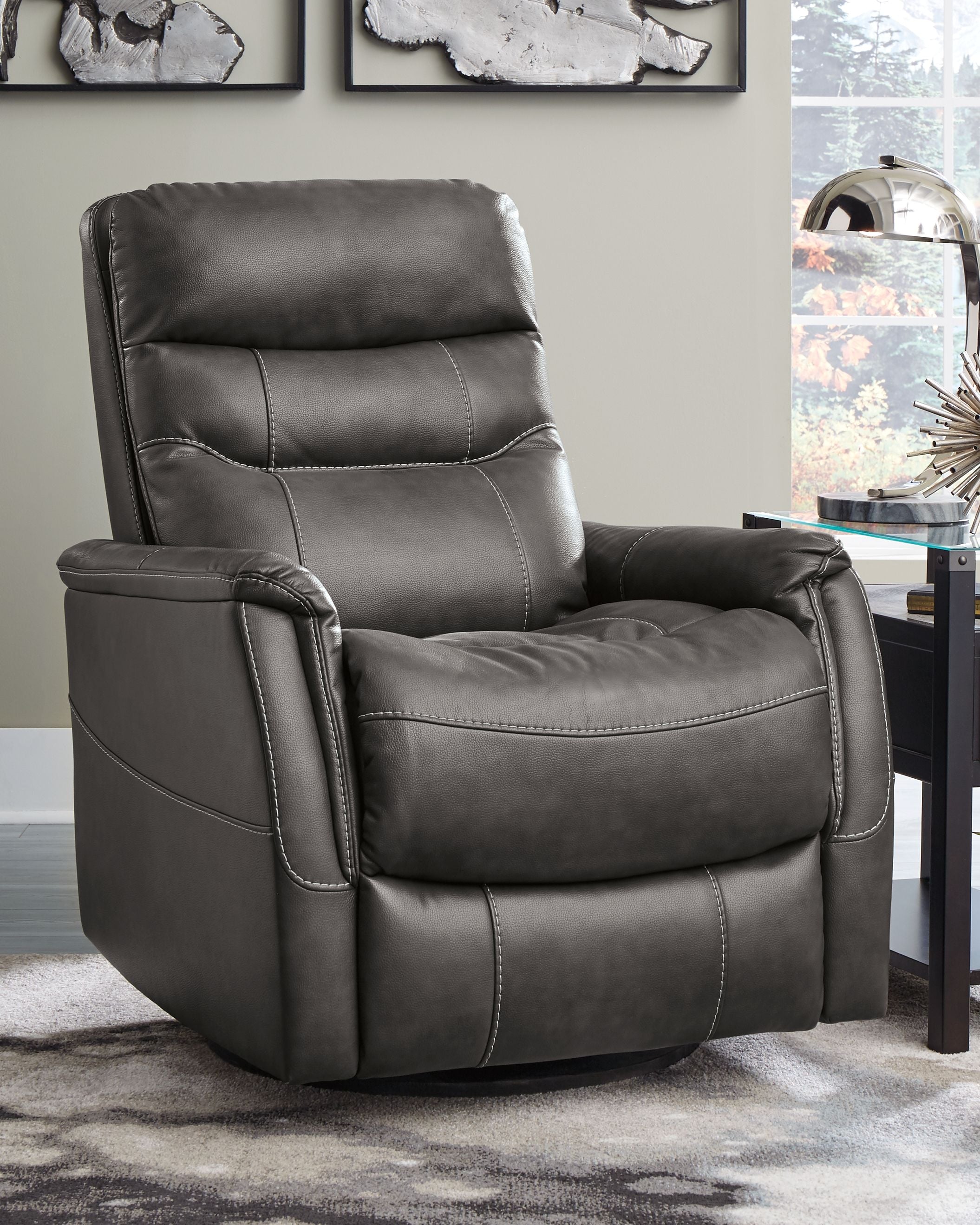 Ashley Furniture Riptyme - Quarry - Swivel Glider Recliner | Meri Furniture