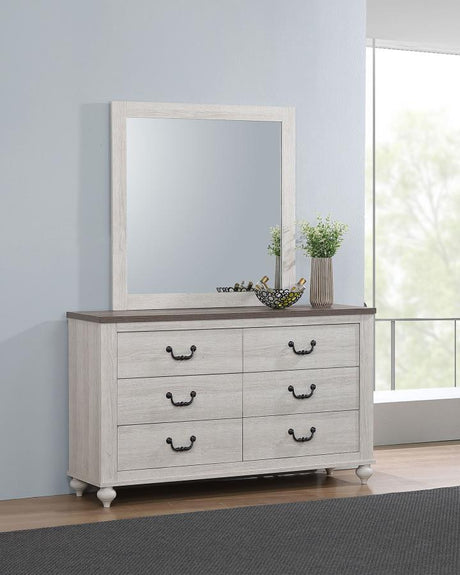 Stillwood - 6-Drawer Dresser With Mirror - Vintage Linen