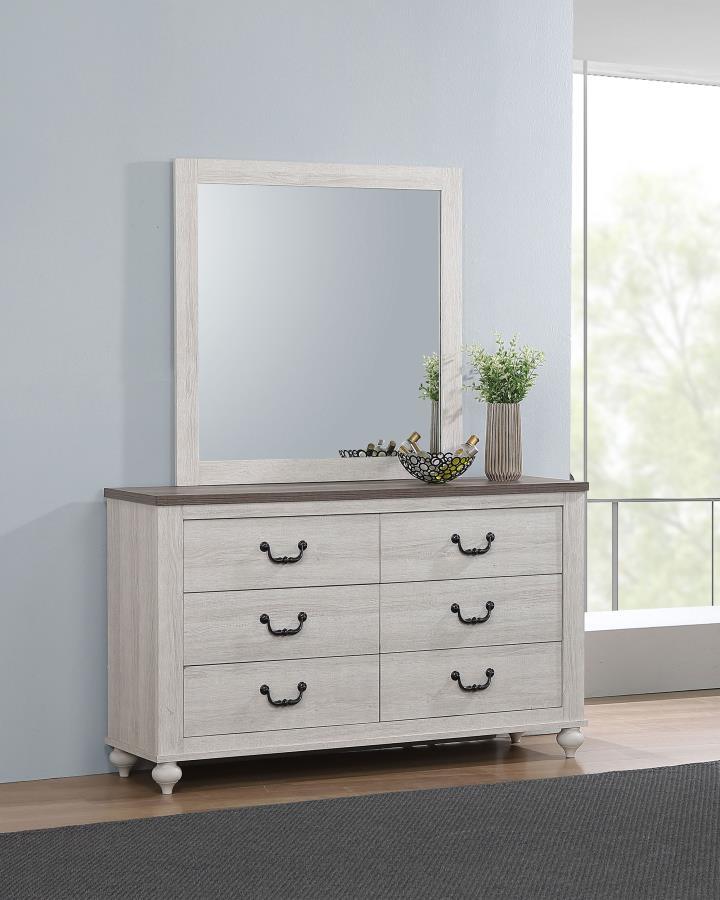Coaster Fine Furniture Stillwood - 6-Drawer Dresser With Mirror - Vintage Linen | Meri Furniture