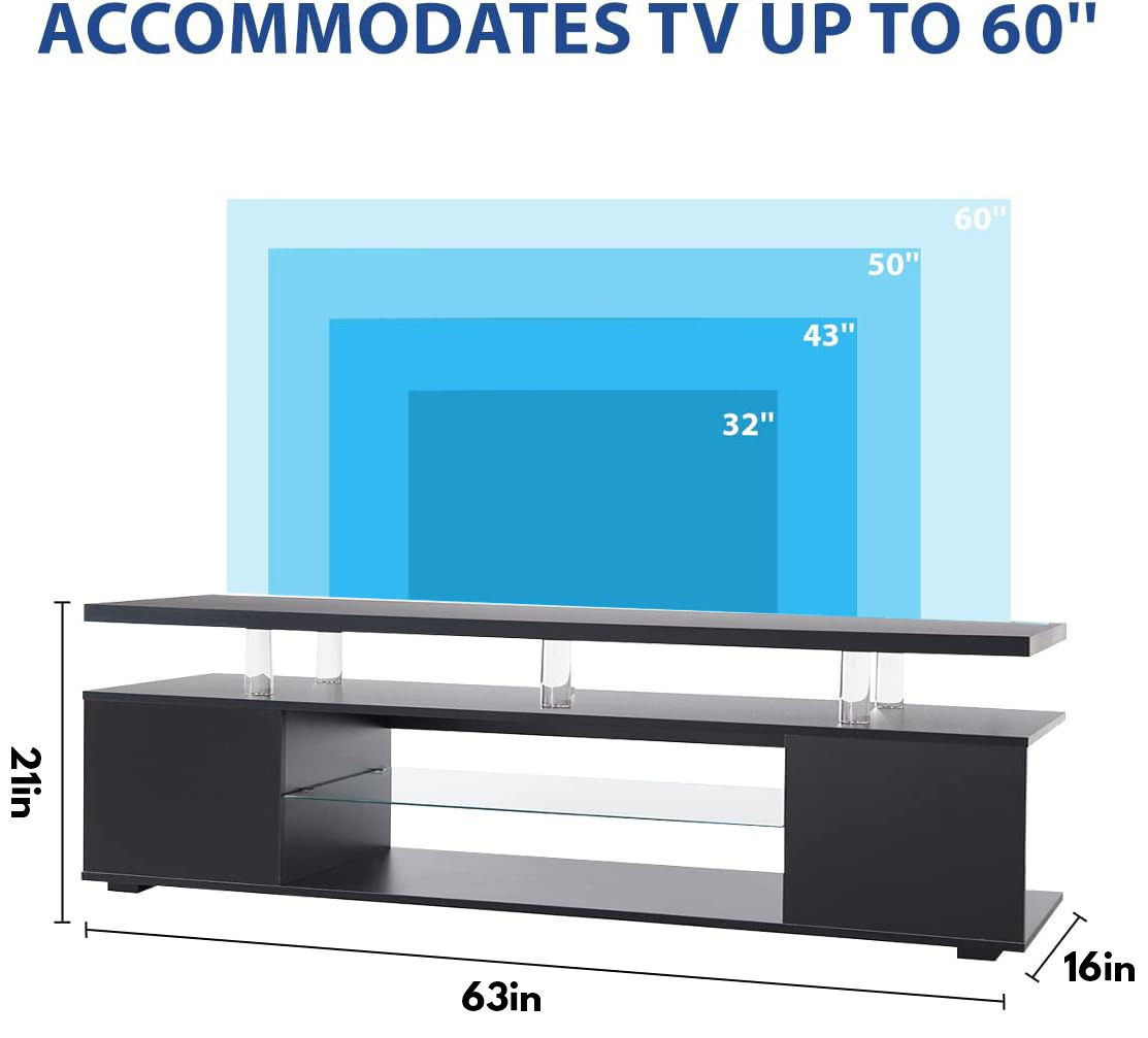 TV Stand LED Gaming Entertainment Center, Media Storage Console Table With Large Side Cabinet