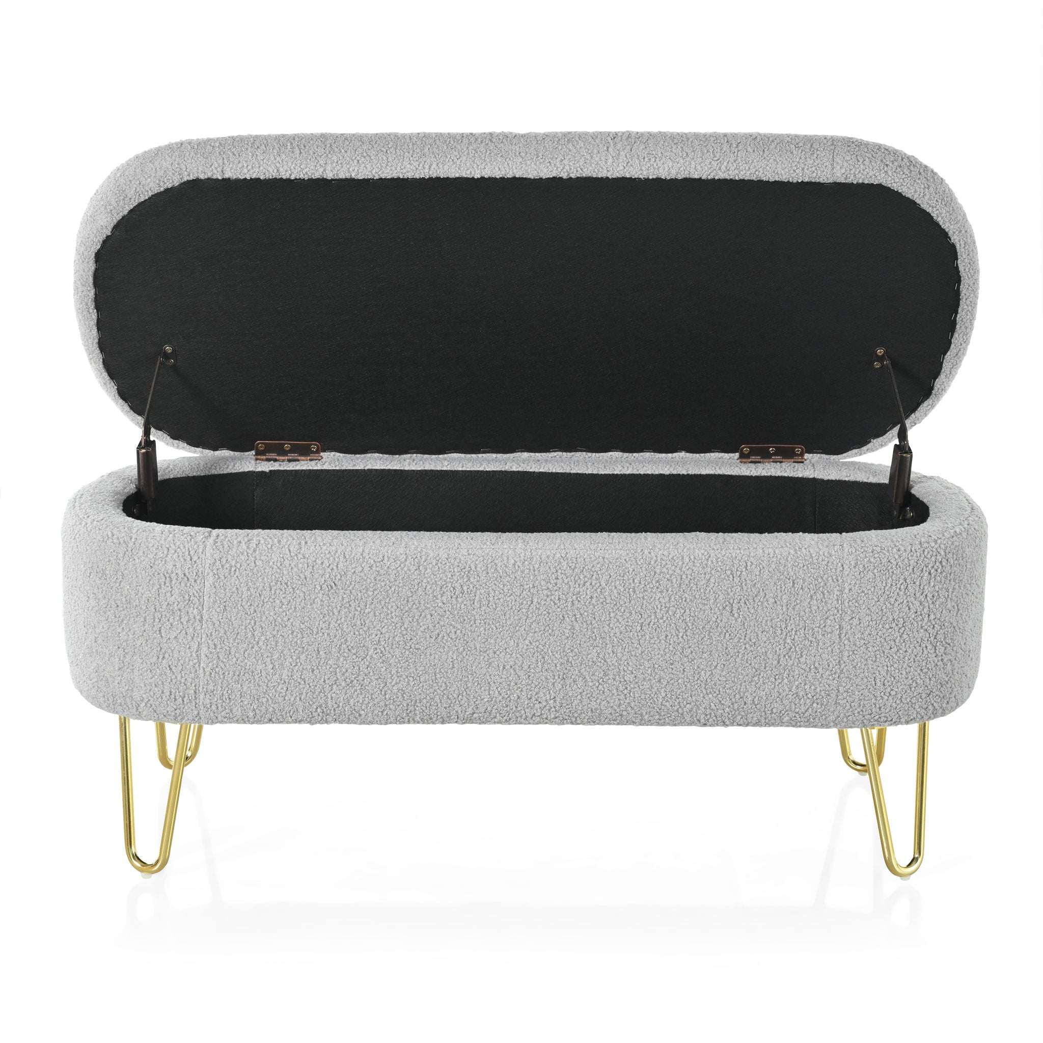 Upholstered Oval Storage Bench For Living Room