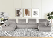 Anna 160"W Light Gray Velvet 6-Seater U-Shape Modular Sectional Sofa