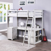 Ambar - Twin Loft Bed With Desk & Bookcase & Chest - Light Gray