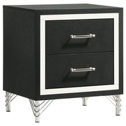 Coaster Fine Furniture Lucia - 2-Drawer Nightstand Bedside Table - Black | Meri Furniture