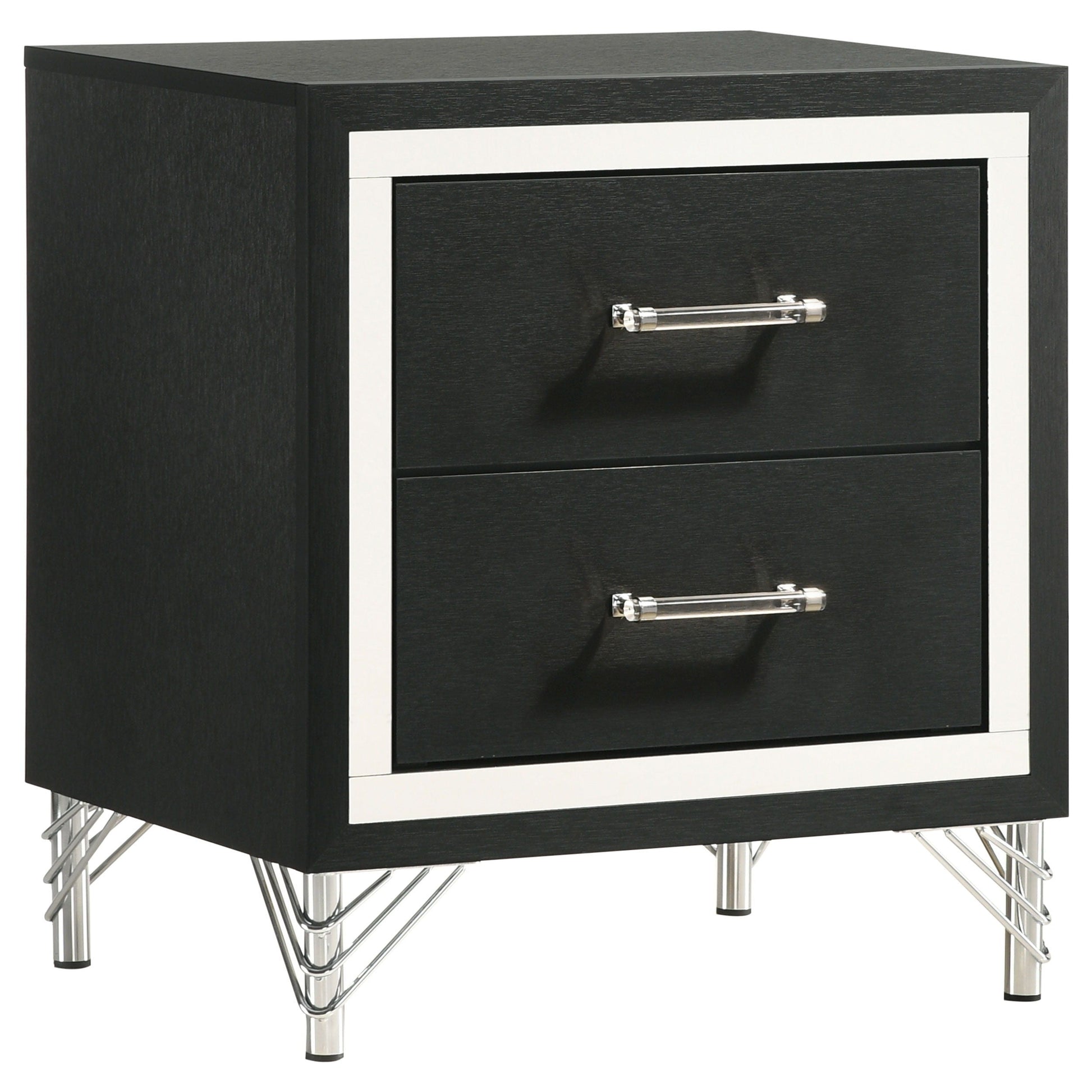 Coaster Fine Furniture Lucia - 2-Drawer Nightstand Bedside Table - Black | Meri Furniture
