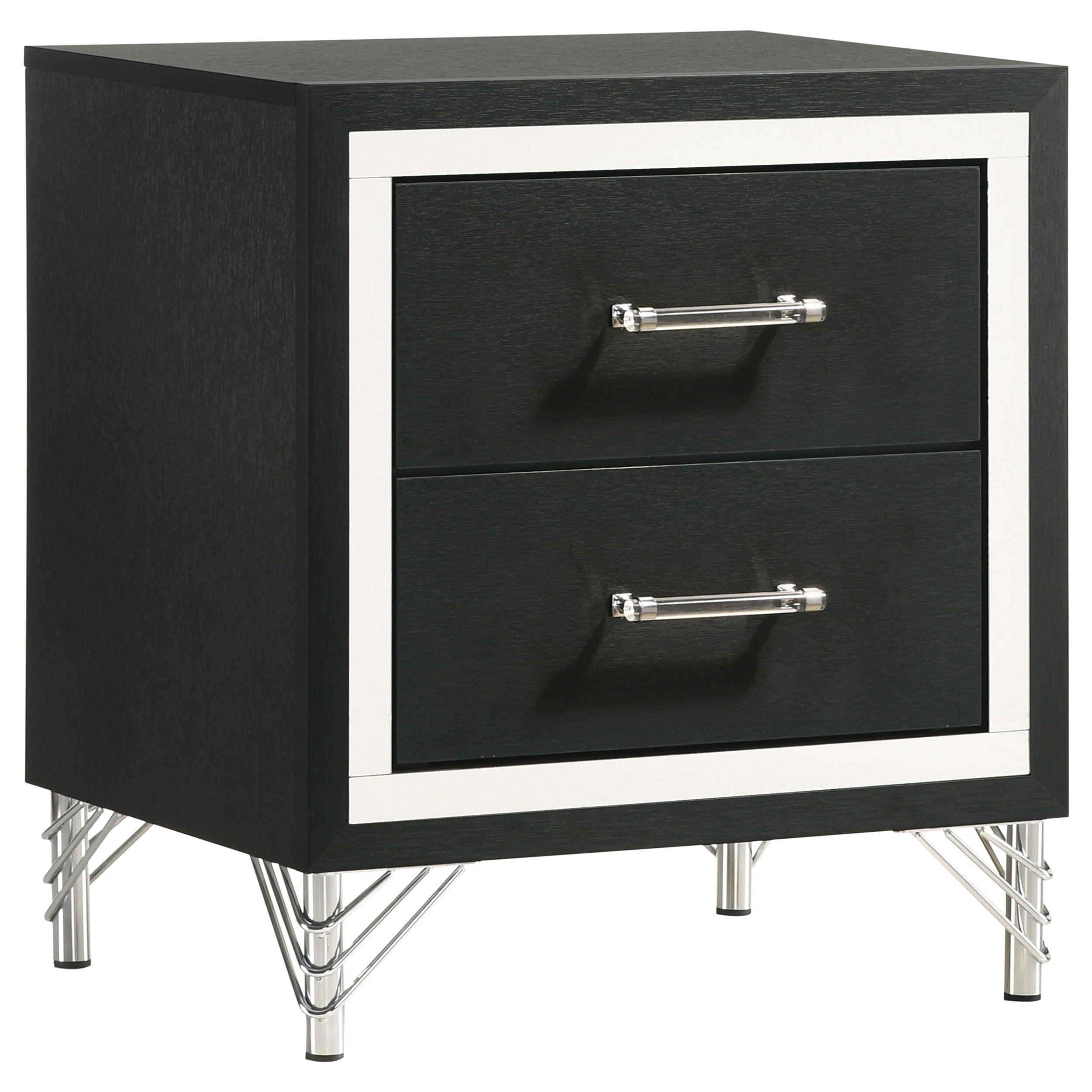 Coaster Fine Furniture Lucia - 2-Drawer Nightstand Bedside Table - Black | Meri Furniture