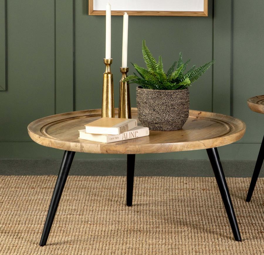 Coaster Fine Furniture Zoe - Round Mango Wood Coffee Table - Natural | Meri Furniture