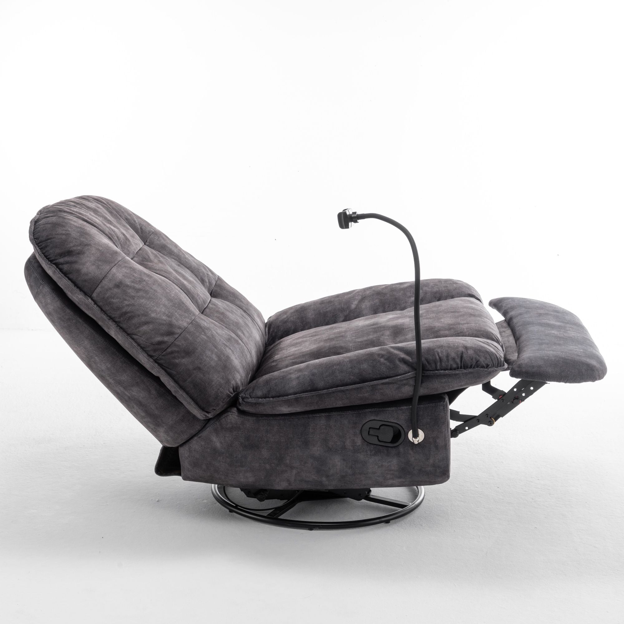 Modern Swivel Gliding Recliner Chair With Rocking Function And Phone Holder, Large Comfortable