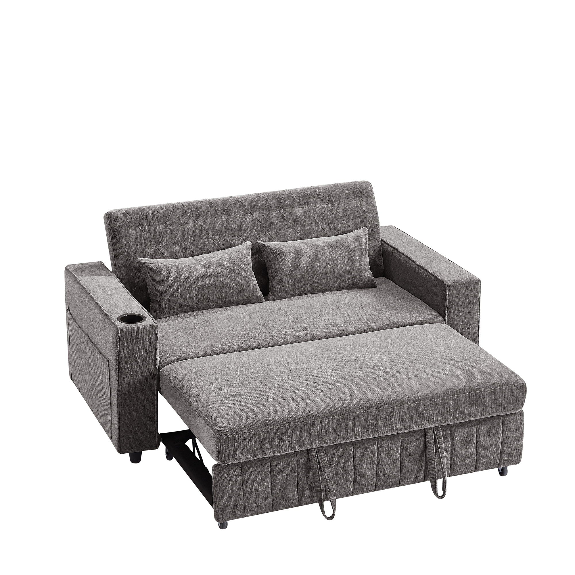 Pull-Out Sofa Bed Convertible Couch With Adjustable Backrest For Living Room