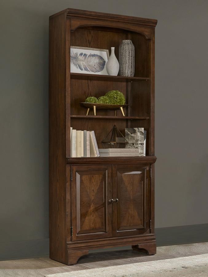 Coaster Fine Furniture Hartshill - 3-Shelf Cabinet Bookcase - Burnished Oak | Meri Furniture