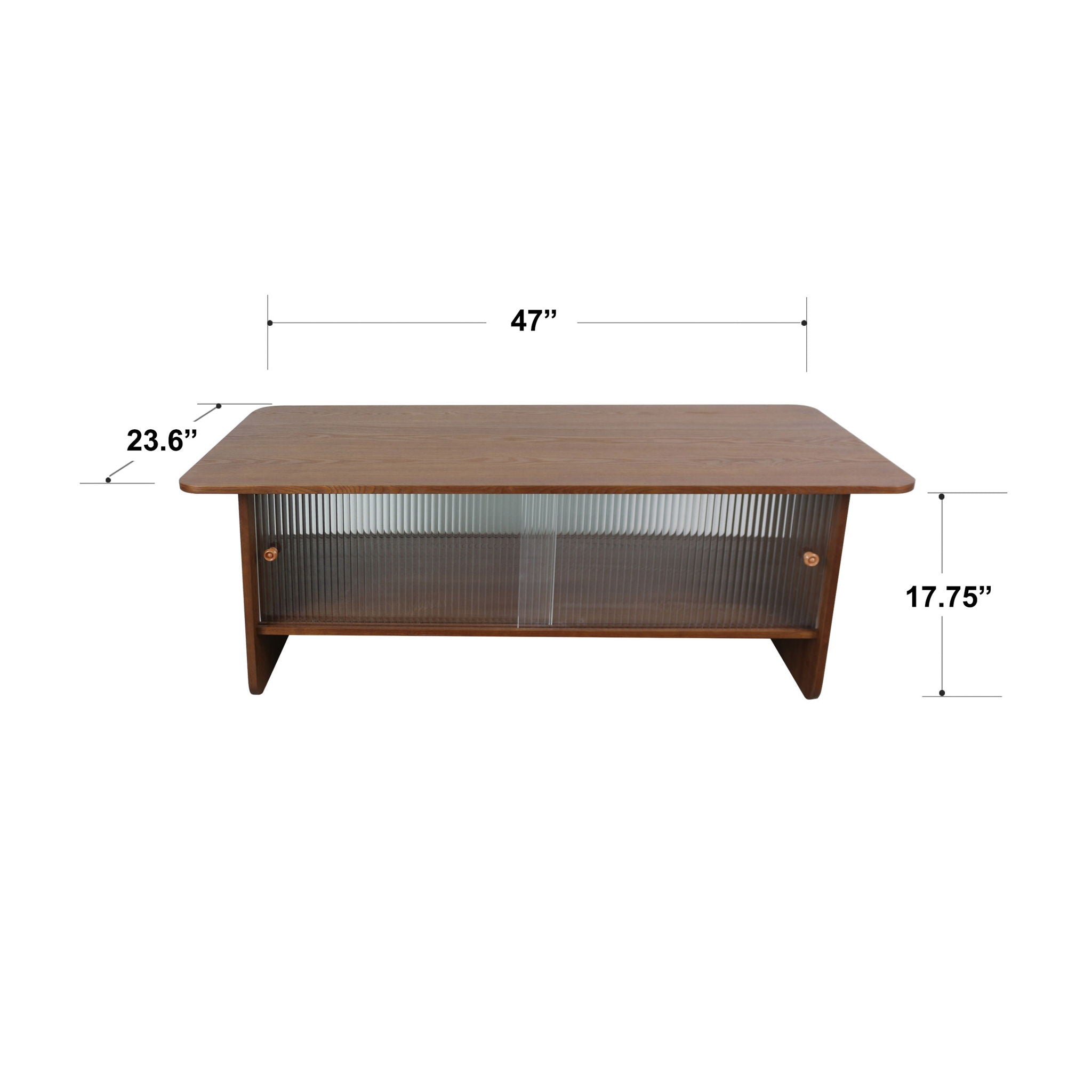 Rectangular Coffee Table With Sliding Door Storage Center