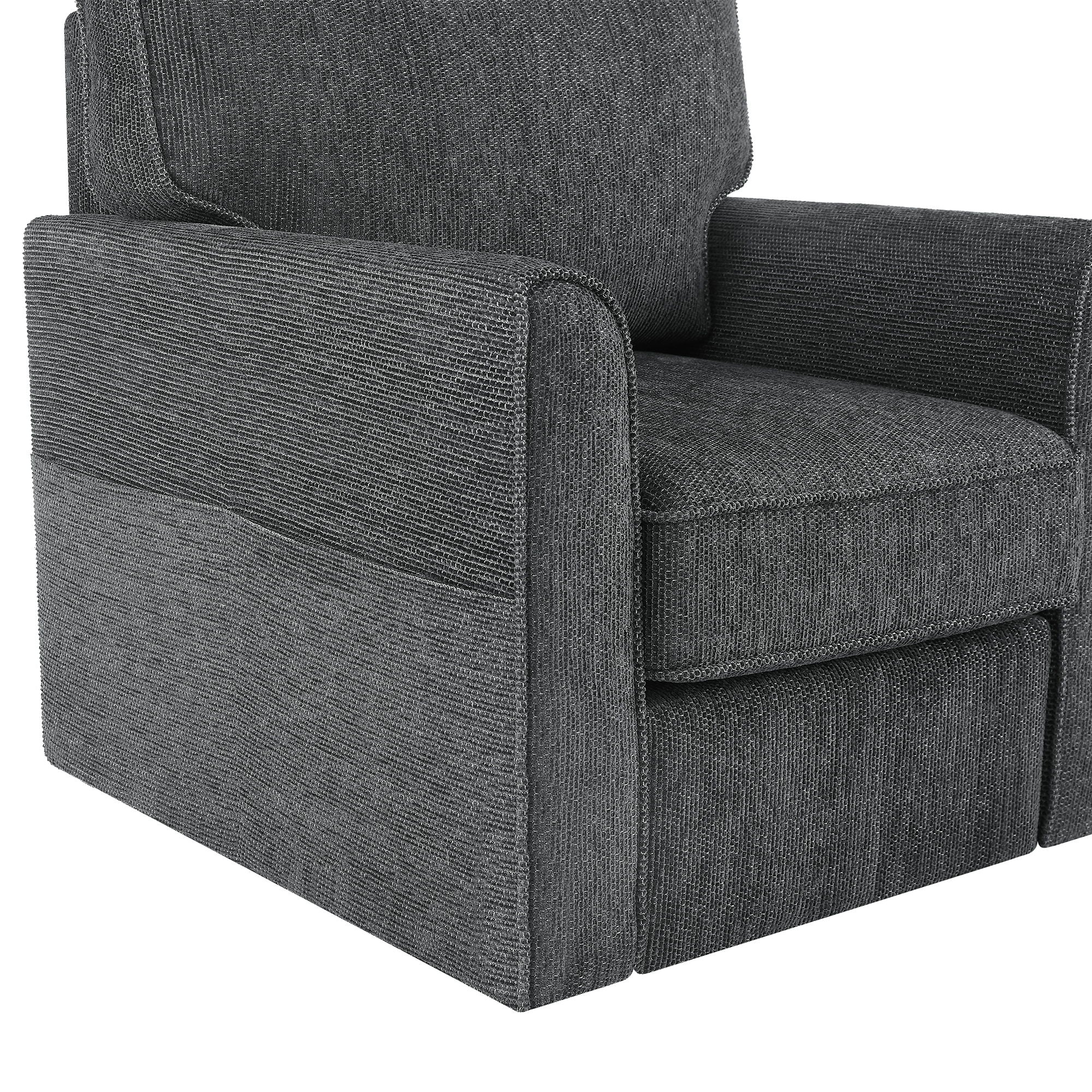 360° Swivel Accent Barrel Armchair With Side Pockets, Compact Design
