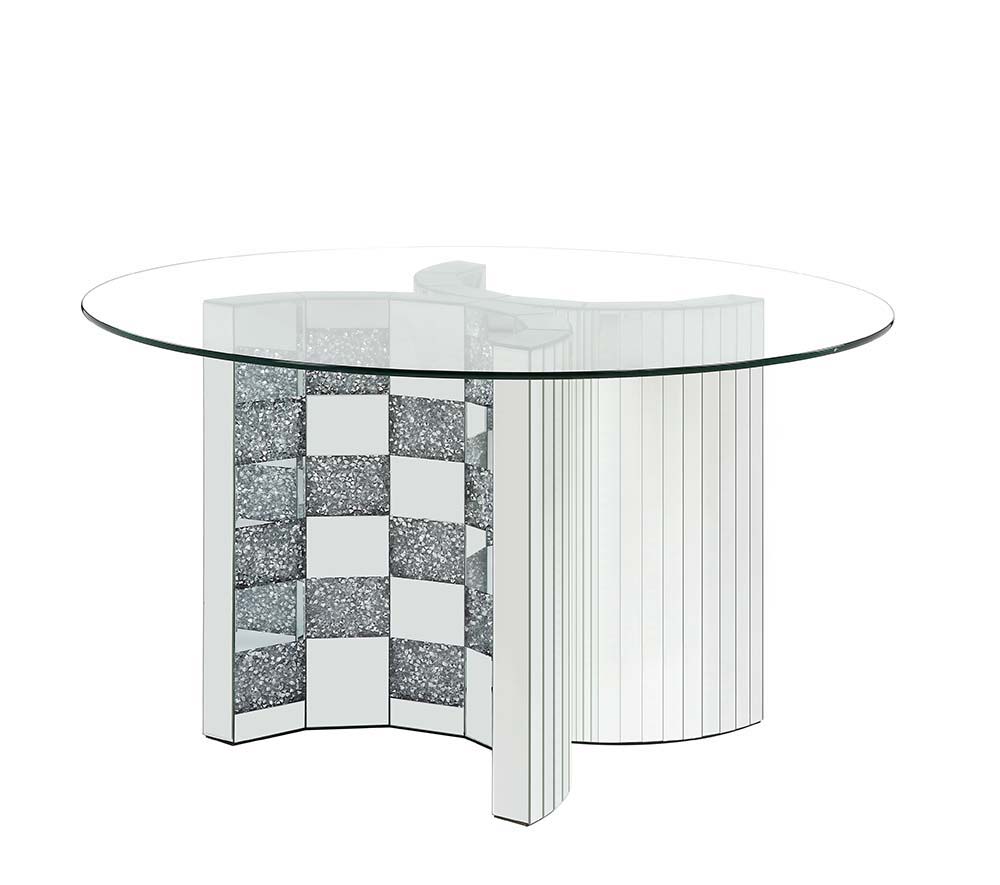 ACME Noralie - Dining Table - Mirrored - 30" | Meri Furniture