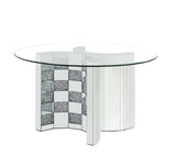 ACME Noralie - Dining Table - Mirrored - 30" | Meri Furniture
