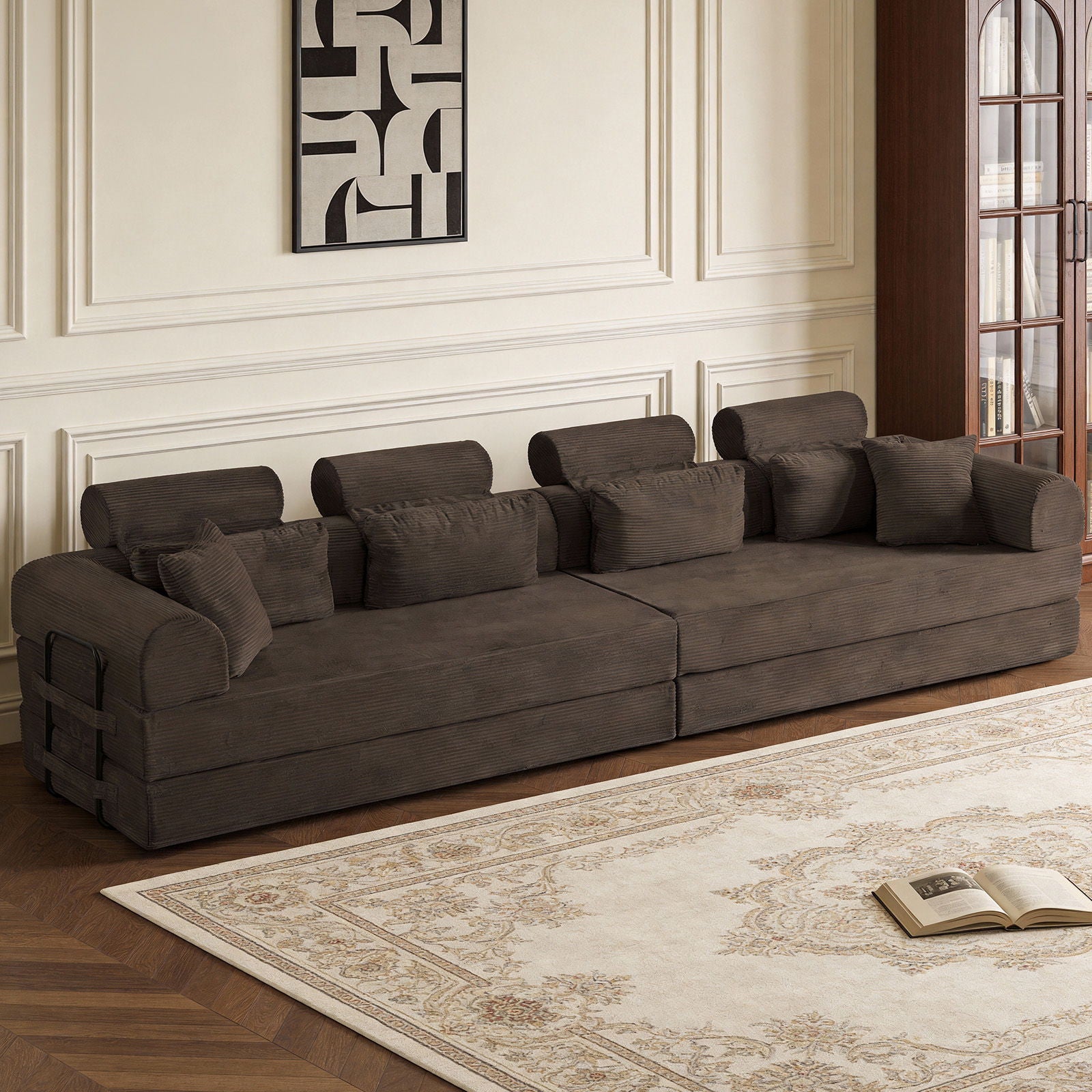 Modern L-Shape Modular Sectional Sofa, Compressed Design