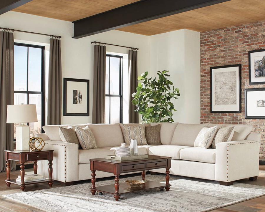 Coaster Fine Furniture Aria - Upholstered Track Arm Sectional Sofa - Oatmeal | Meri Furniture