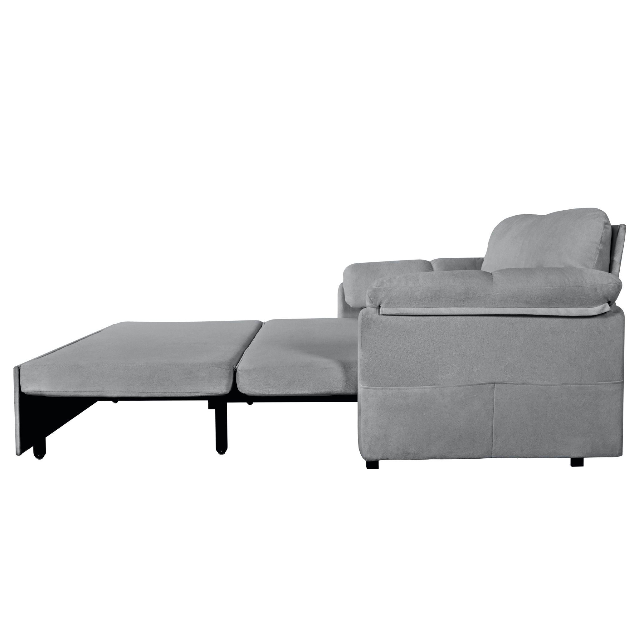 Modern Convertible Sleeper Sofa Bed With Pull-Out Queen Design, Side Storage & Thick Cushions