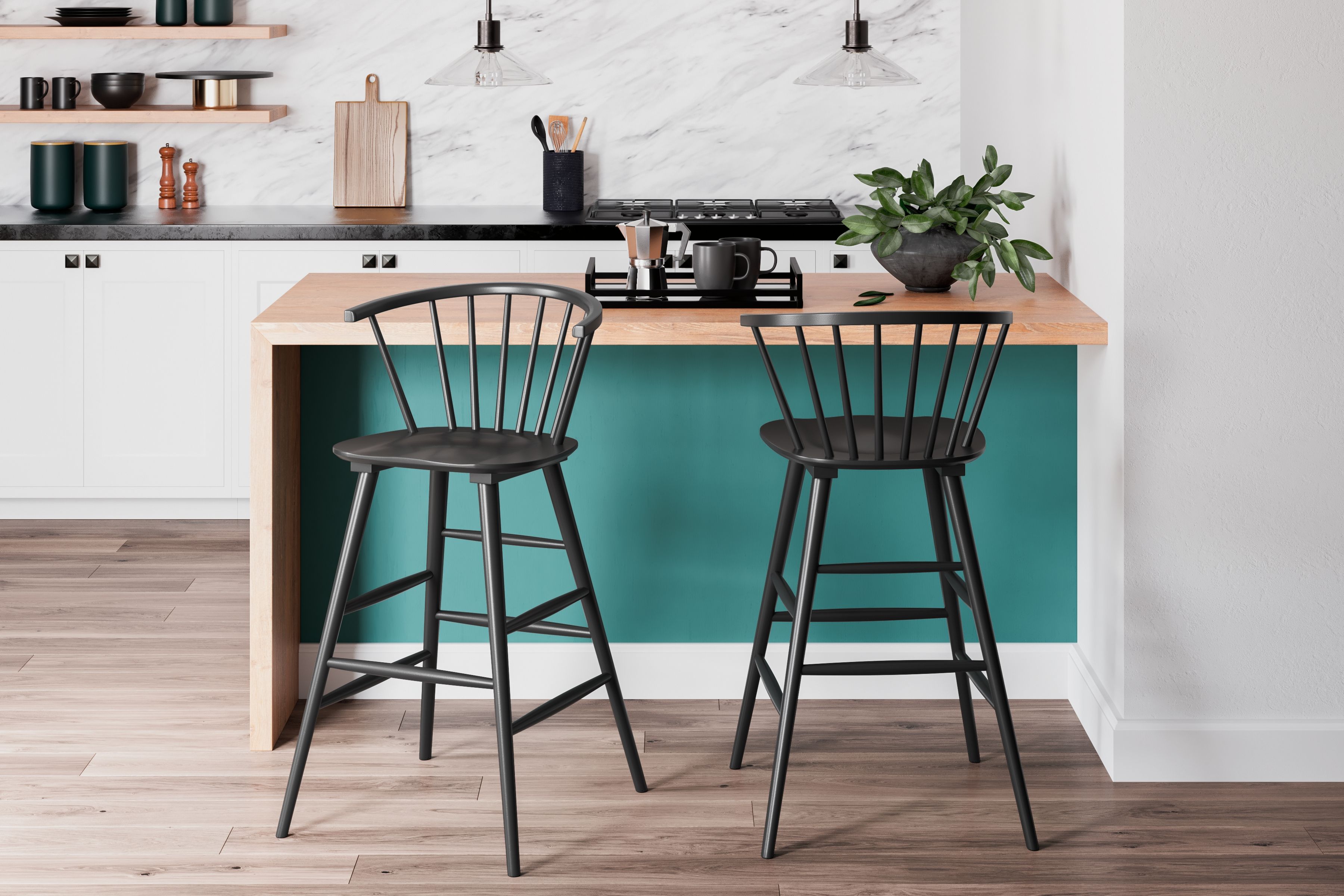 Signature Design by Ashley® Otaska - Black - Tall Barstool (Set of 2) | Meri Furniture