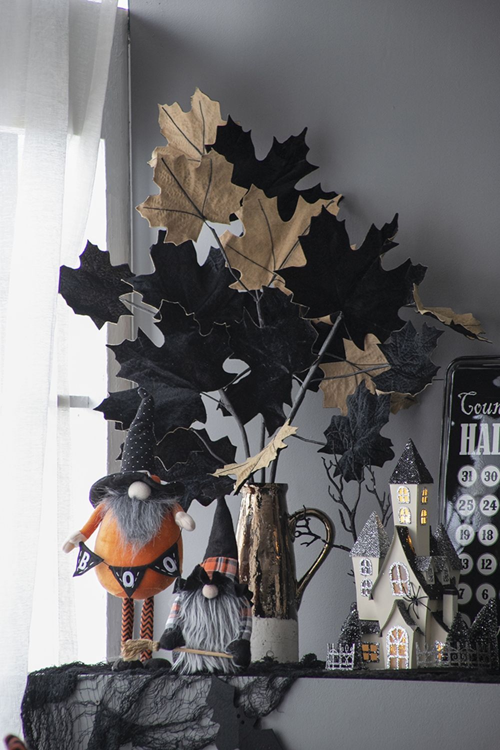 Standing Gnome With Gnome & Holding Banner, For Halloween Decor