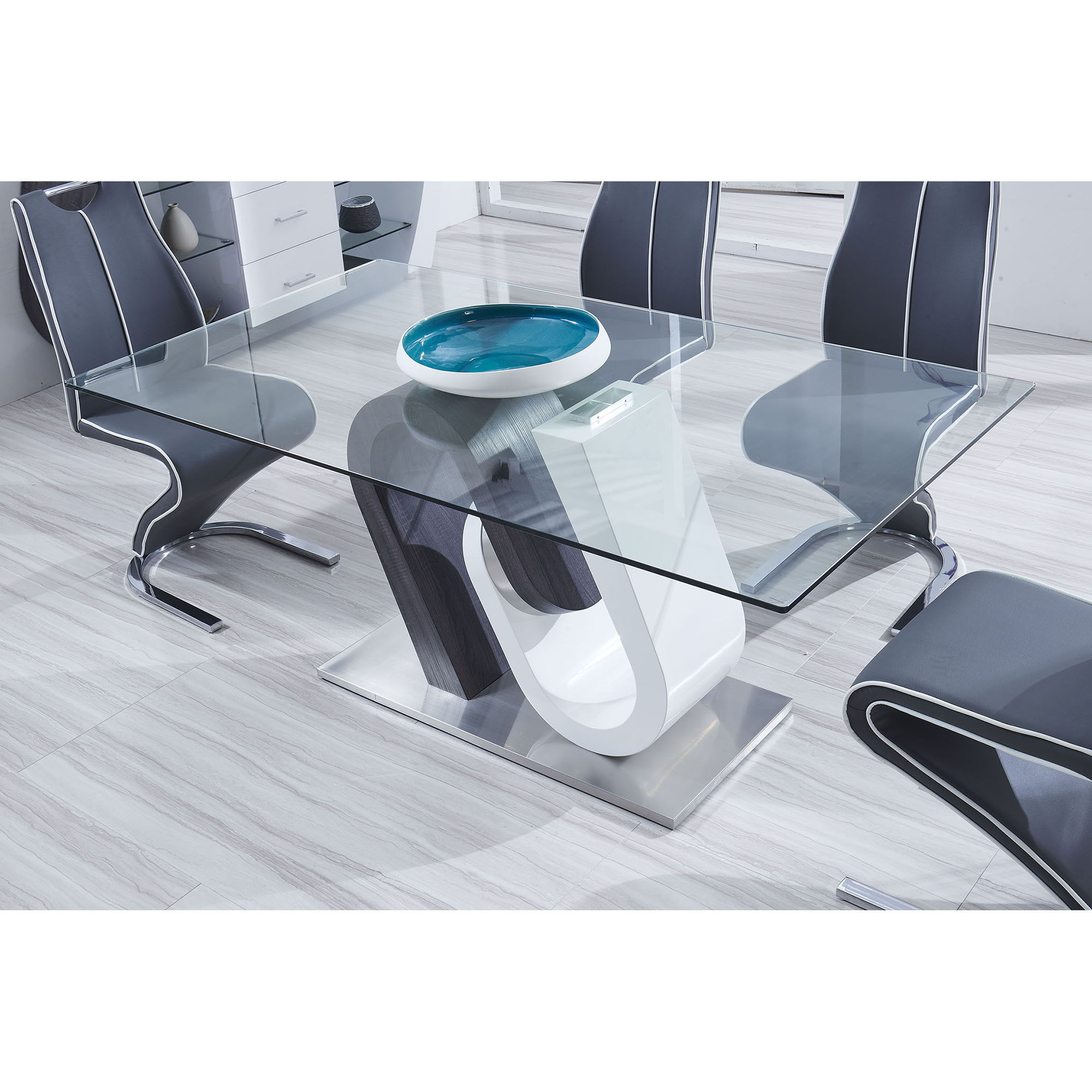 Anne - Dining Table - White / Gray