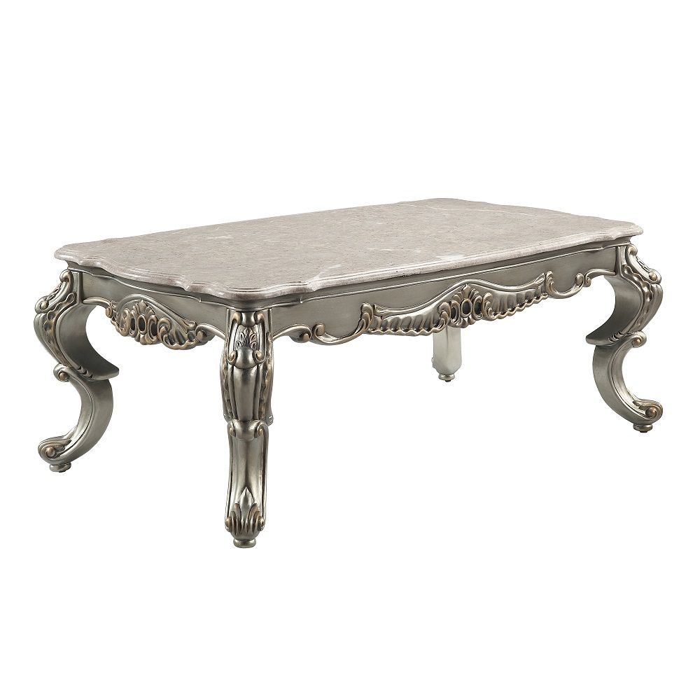 ACME Miliani - Coffee Table With Marble Top - Natural Antique Bronze | Meri Furniture