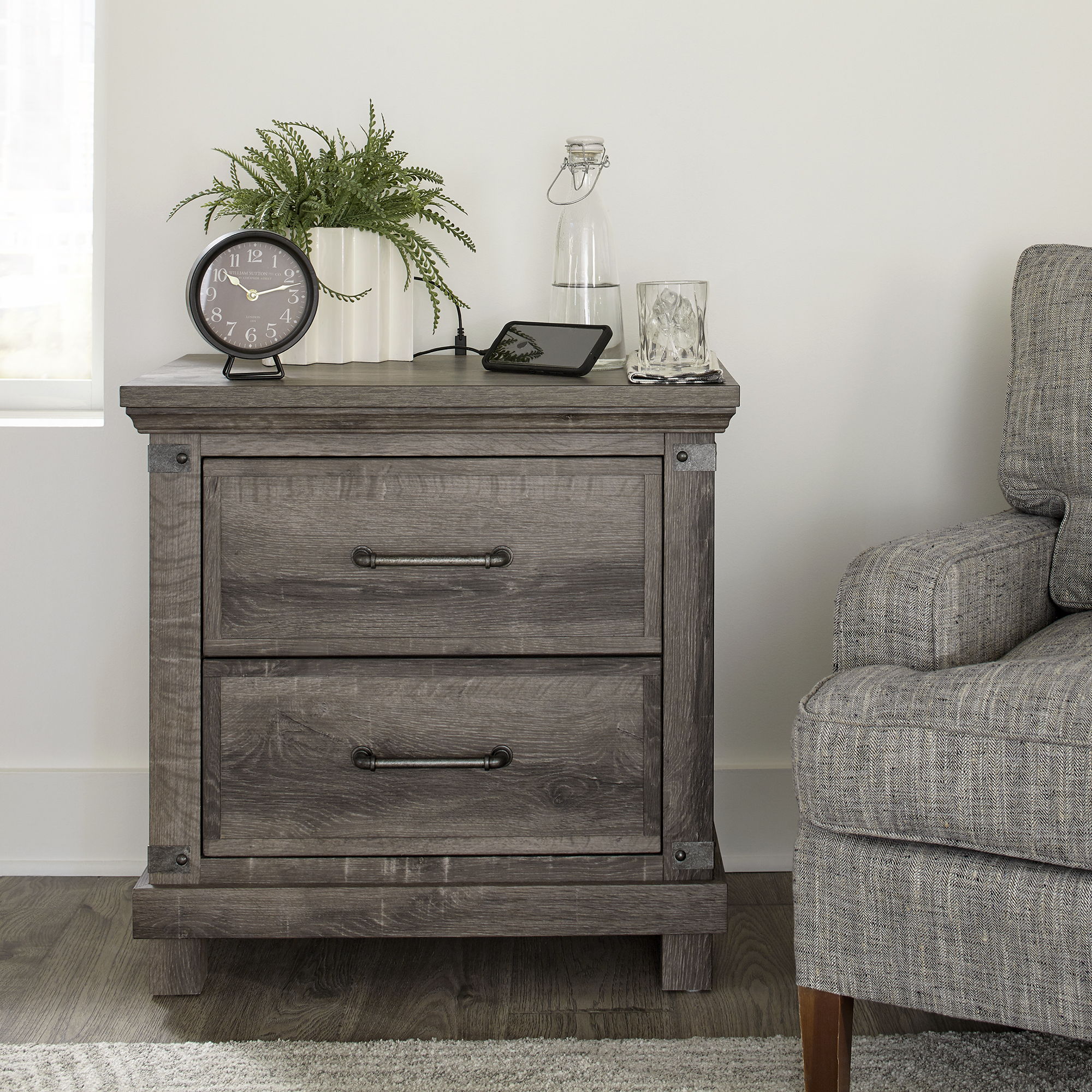 Liberty Furniture Lakeside Haven - Nightstand With Charging Station - Dark Brown | Meri Furniture